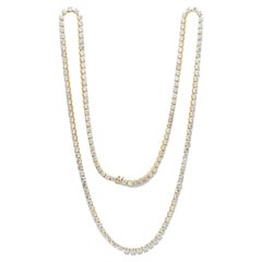 Diana M.Custom 50.00 Cts Diamond Opera Length Riviera 18k Yellow Gold Necklace