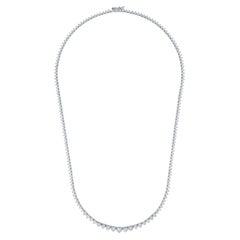 Diana M.Custom 6.50 Cts 3 Prong Diamond 16.5'' 14k White Gold Tennis Necklace 