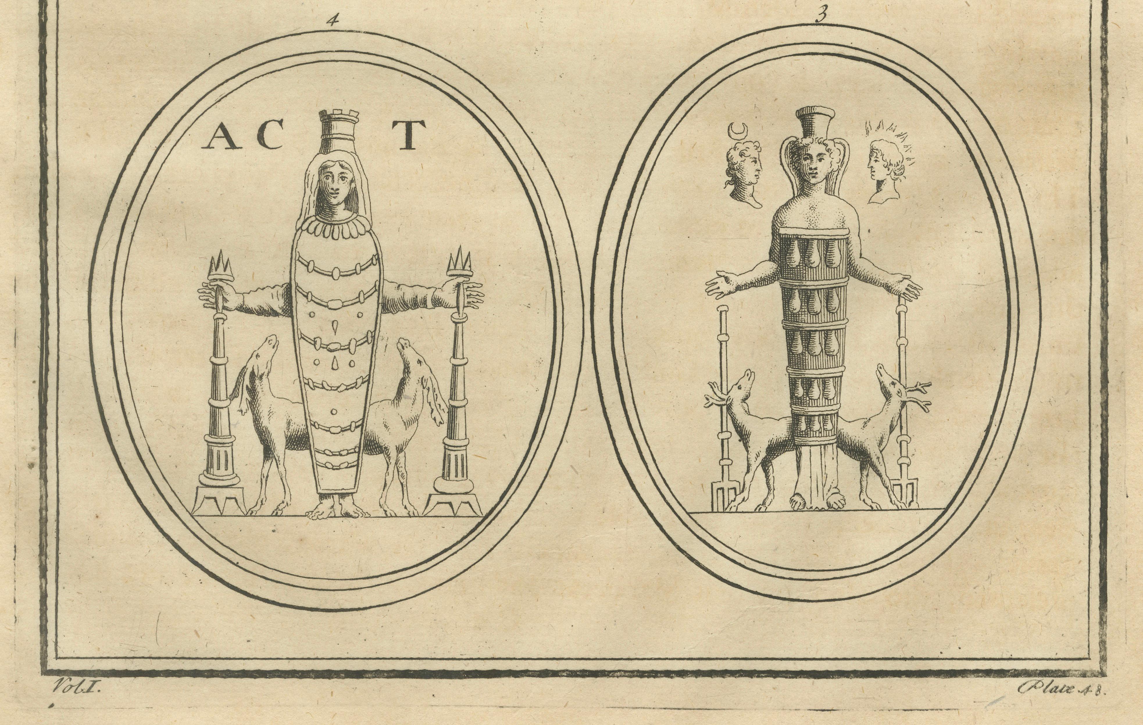 Diana of Ephesus Antique Engraving, Montfaucon Antiquité Expliquée, 1721