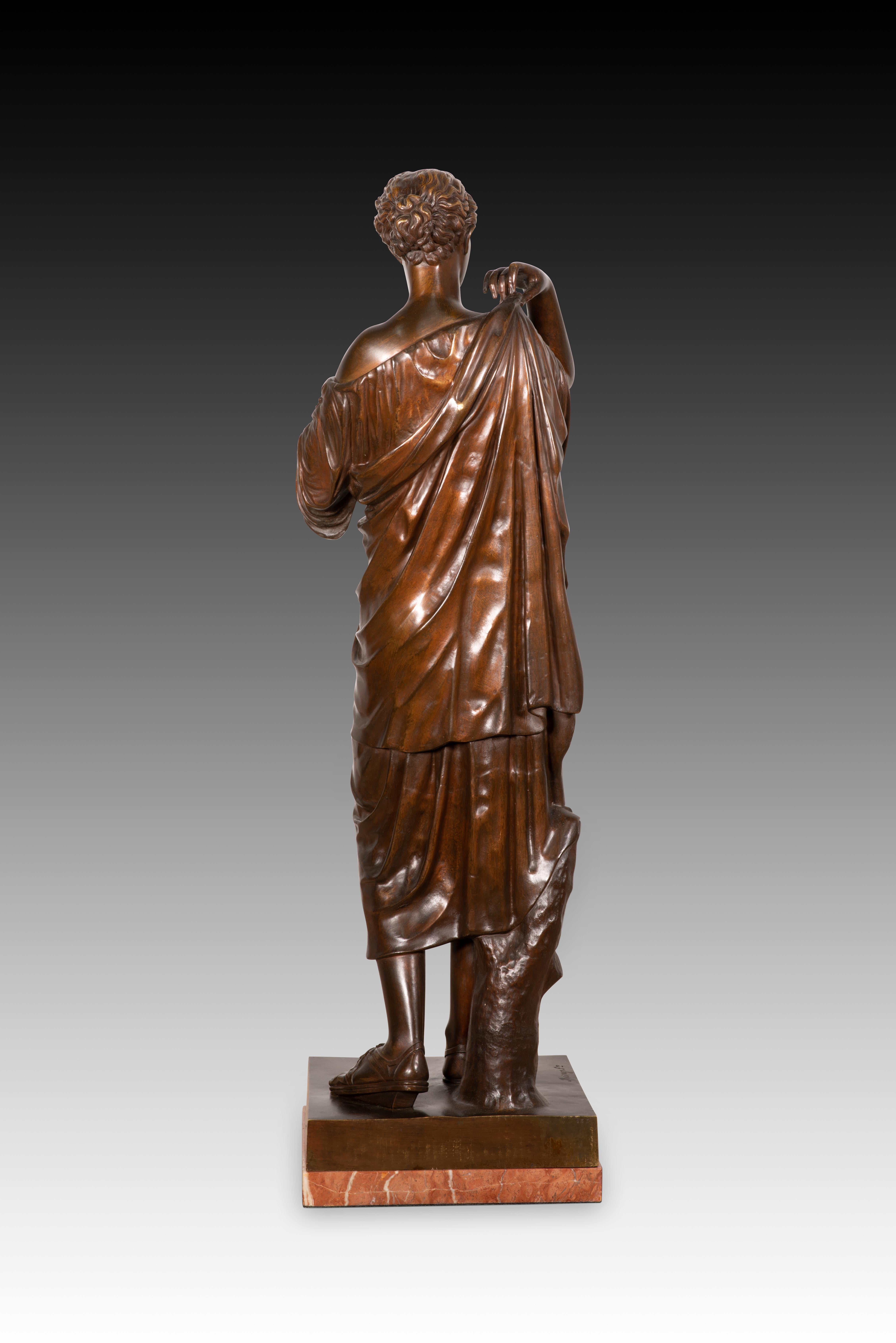 Diana of Gabies. Bronze, marble. Raingo Frères, France, 19th century In Good Condition For Sale In Madrid, ES