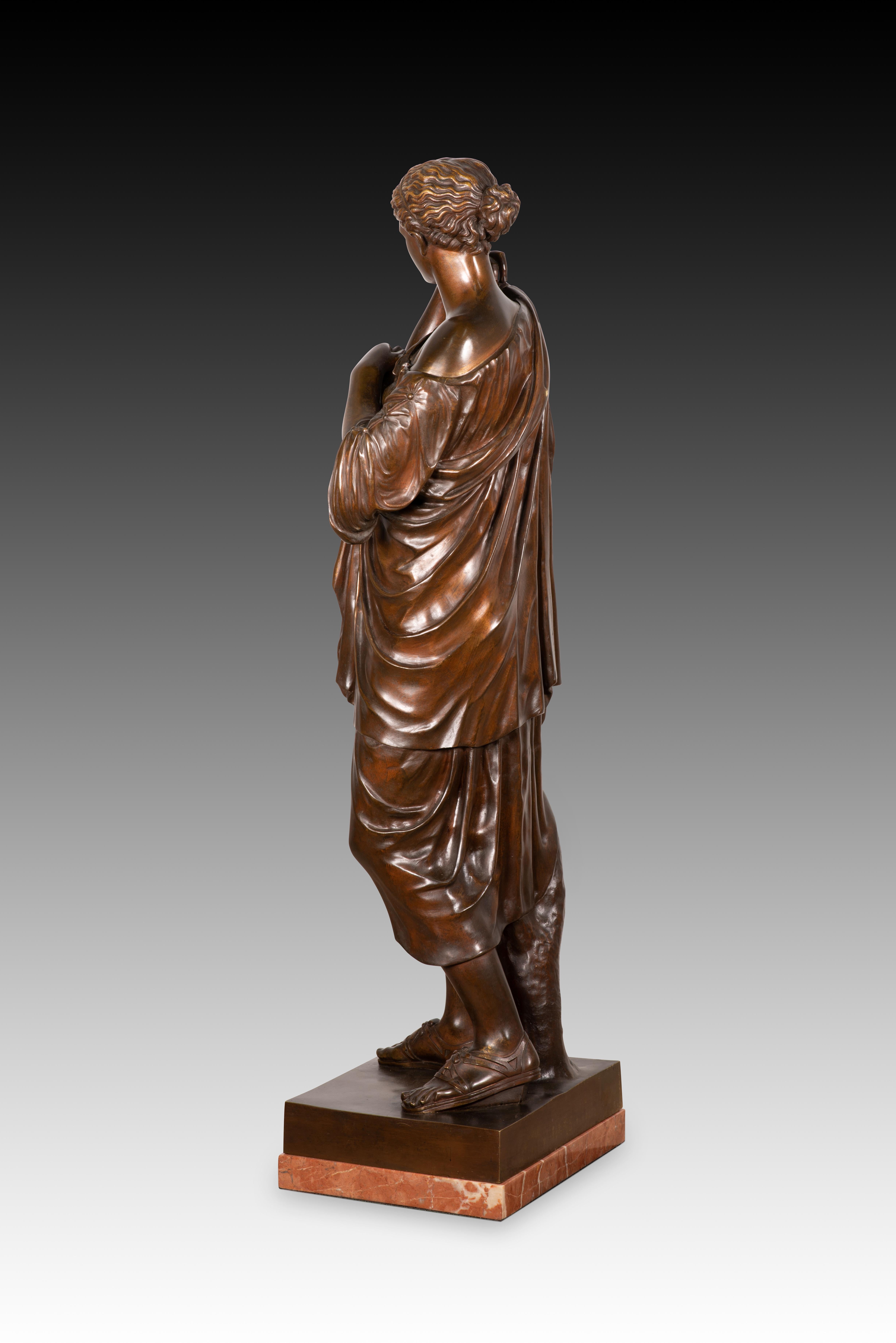 19th Century Diana of Gabies. Bronze, marble. Raingo Frères, France, 19th century For Sale