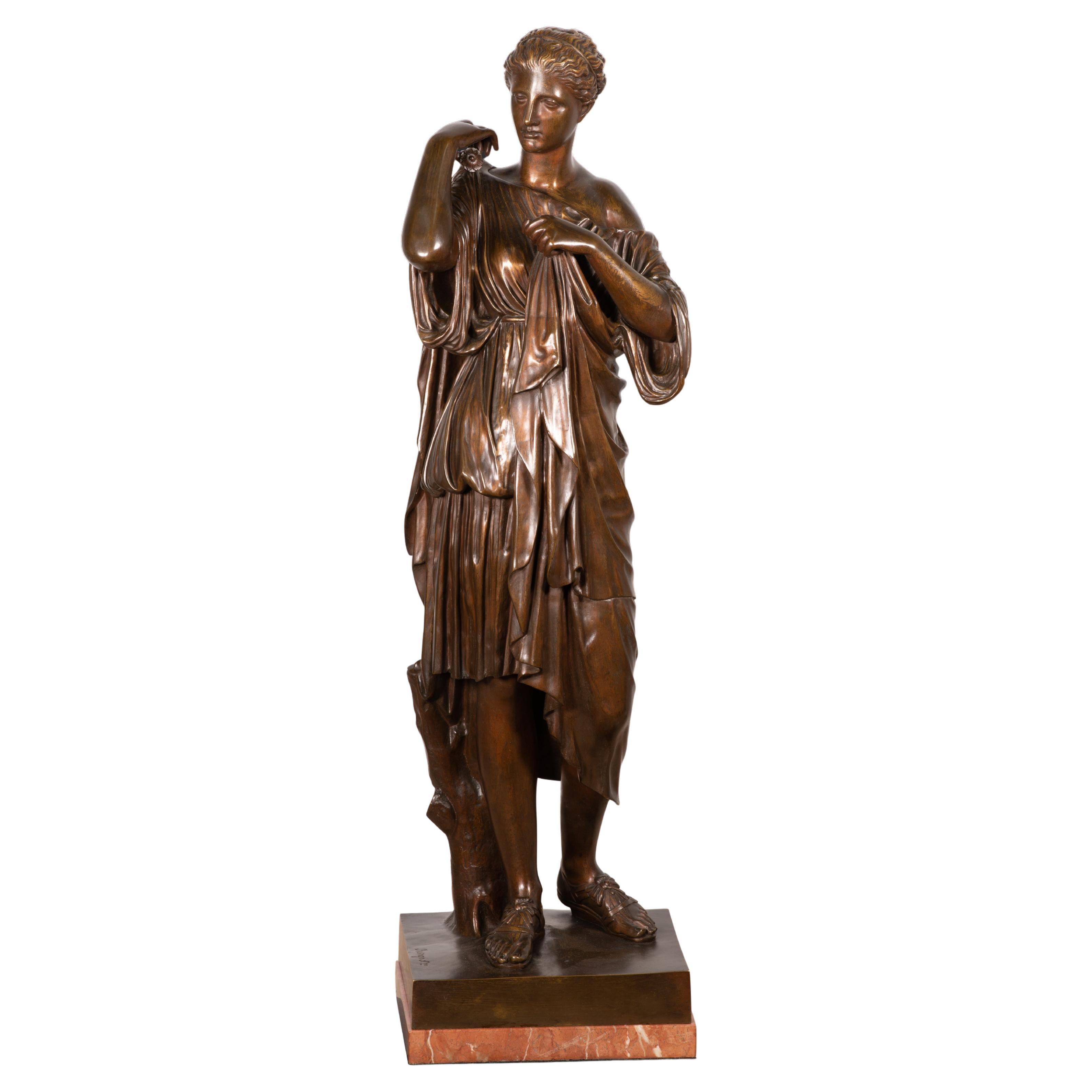 Diana of Gabies. Bronze, marble. Raingo Frères, France, 19th century For Sale