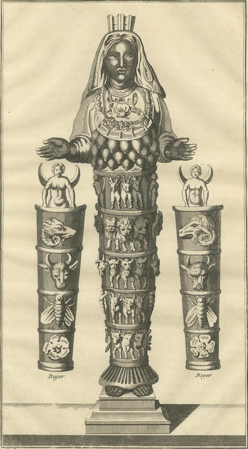 Diana of the Ephesians Antique Engraving, Montfaucon Antiquité Expliquée 1721