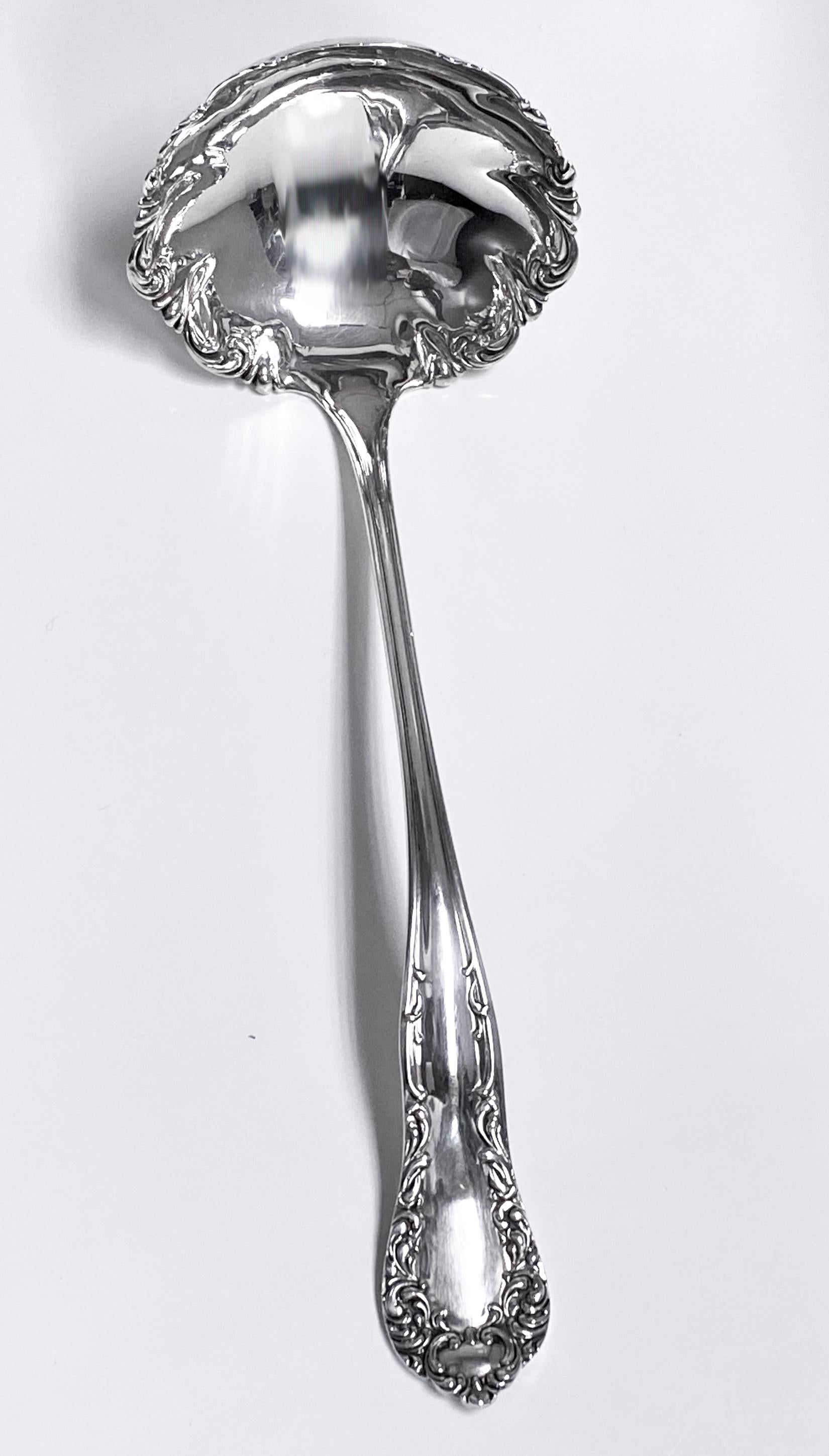 Diana Pattern International Sterling Silver Soup Ladle. Good condition. Reflections from photography only. Length: 10 inches. Weight: 149.8 grams