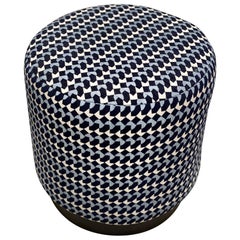 Diana Pouf Upholstered in Belo Fabric and Black Powder Coated Plinth