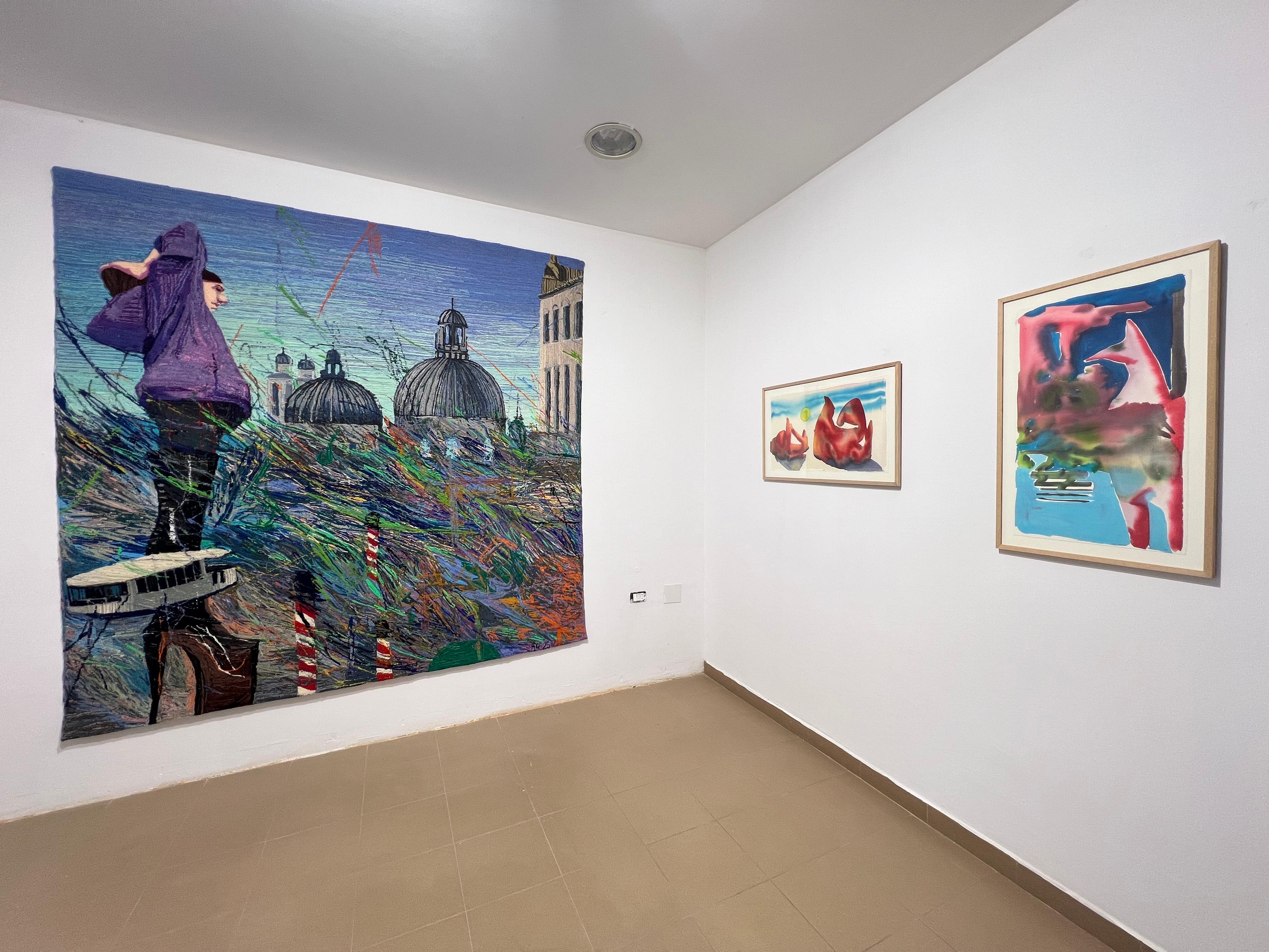 Figurative Textile Contemporary Artwork with Venice Architecture - Hand Tufting For Sale 10