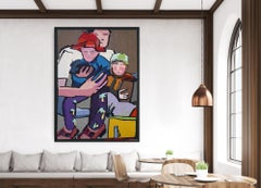 Figuratives Textilkunstwerk "Kindheit" von Contemporary Artist. Handgetuftet.