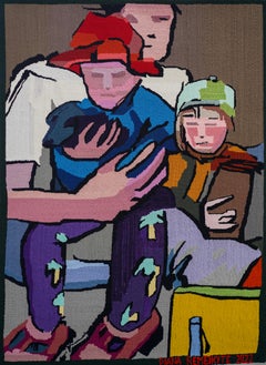 Obra de Arte Textil Figurativa "Infancia" de Artista Contemporáneo. Tejido a mano.