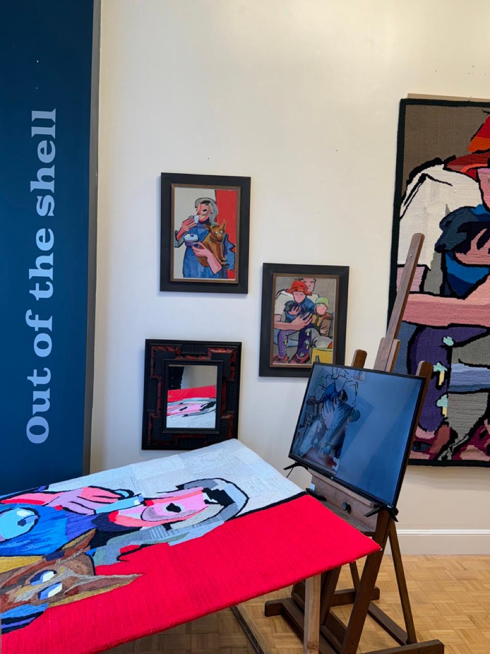 Opera d'arte tessile figurativa di un'artista contemporanea - 