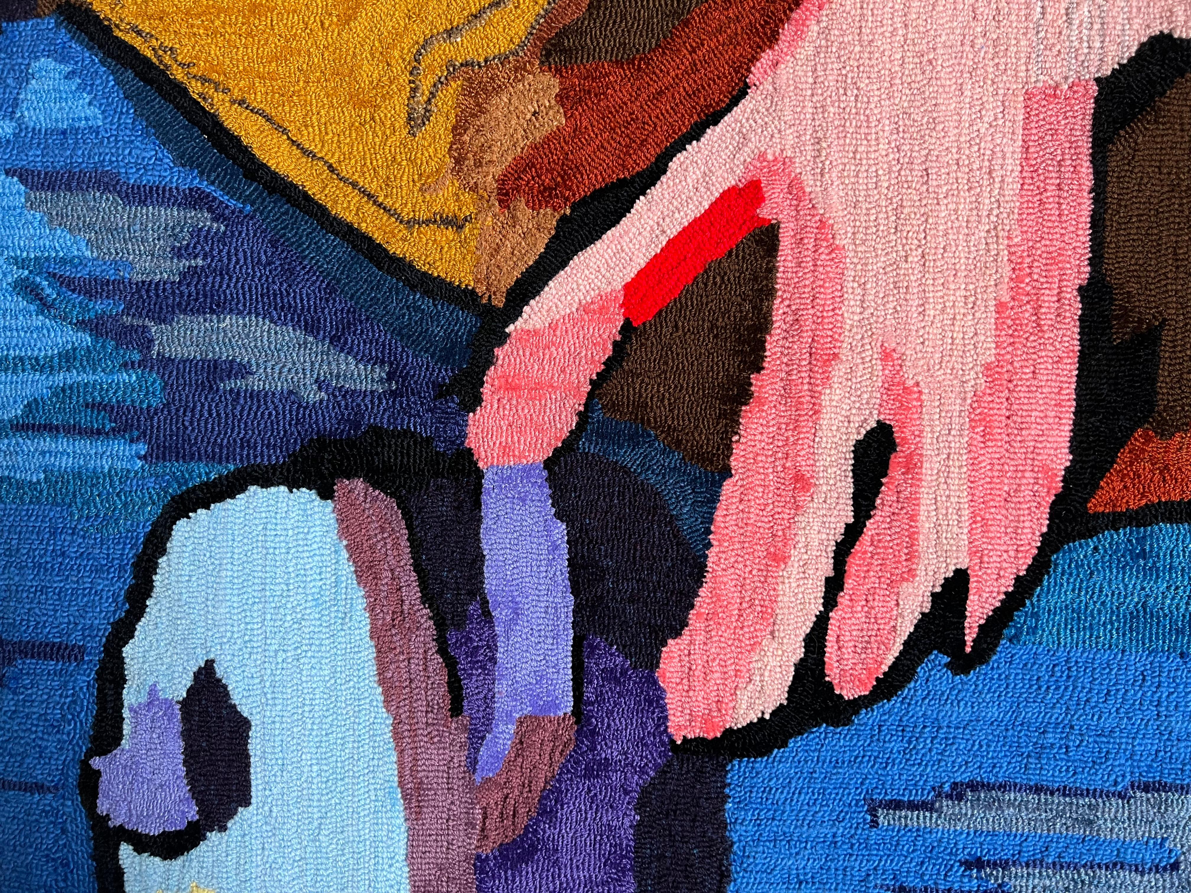 Opera d'arte tessile figurativa di un'artista contemporanea - 