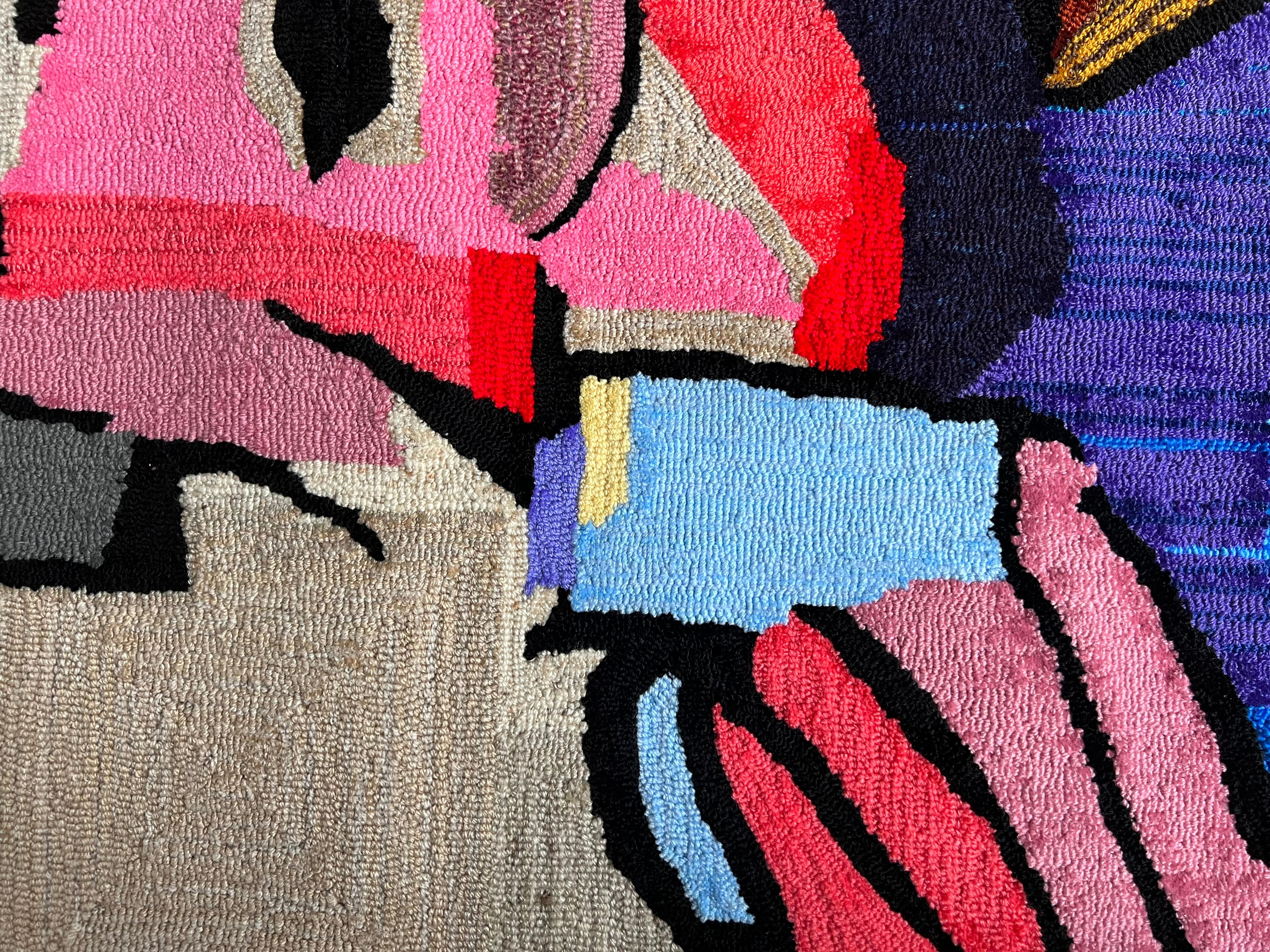 Opera d'arte tessile figurativa di un'artista contemporanea - 
