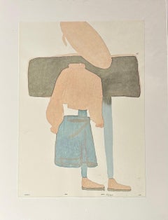 Acquerello su carta arancione di un artista emergente contemporaneo