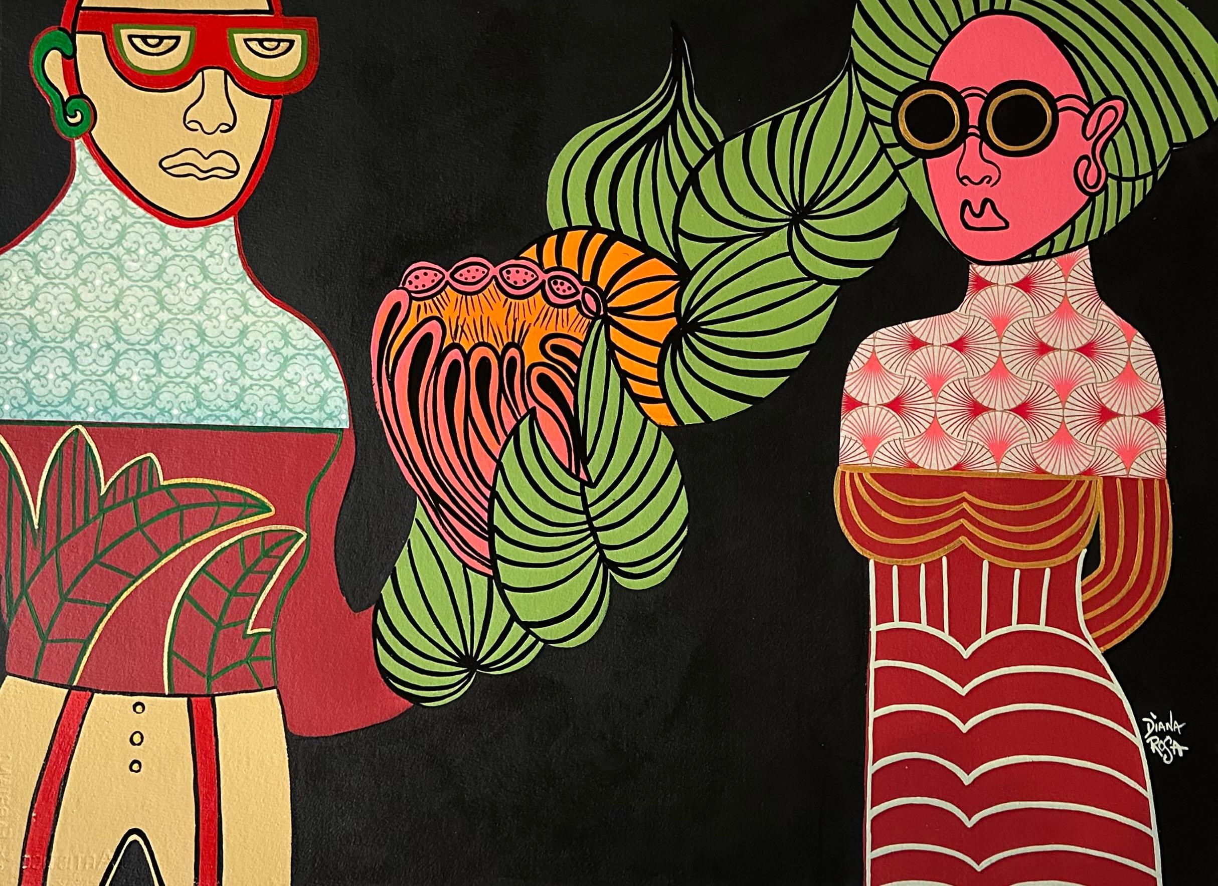 Connection, Originalgemälde – Mixed Media Art von Diana Rosa