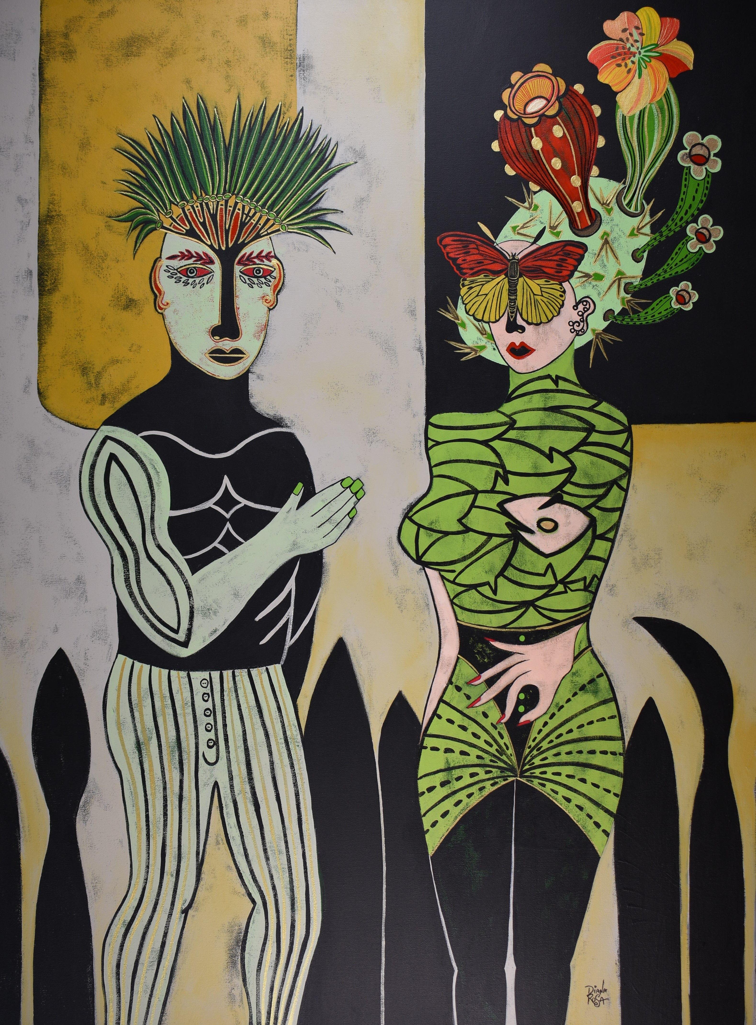 Chiederti, Pittura, Acrilico su tela - Painting di Diana Rosa