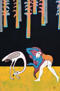 Danse de flamants, peinture originale