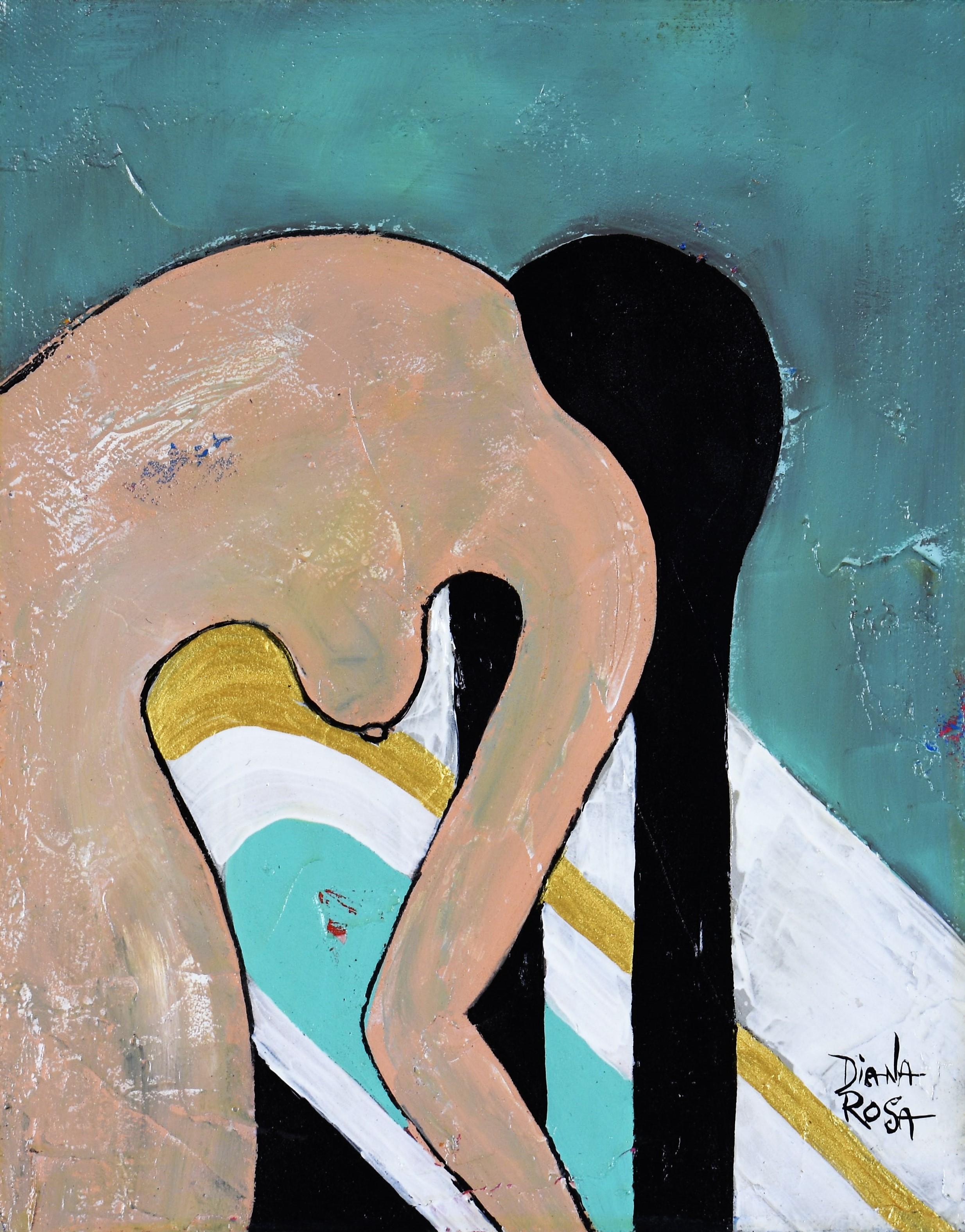 Nude Painting Diana Rosa - La salle de bains, peinture originale