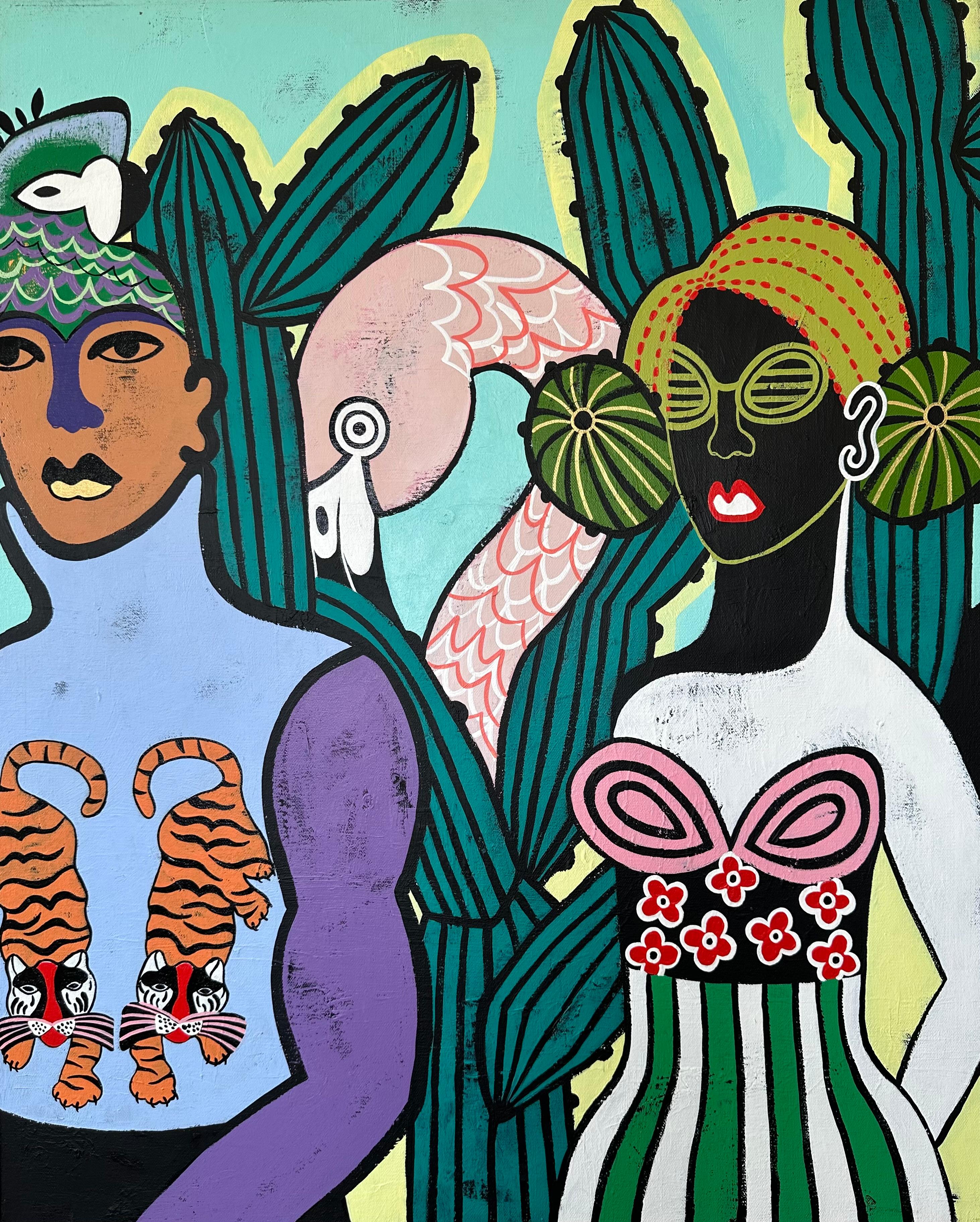 Figurative Painting di Diana Rosa - Passeggiata nella Jungling #2, Pittura originale