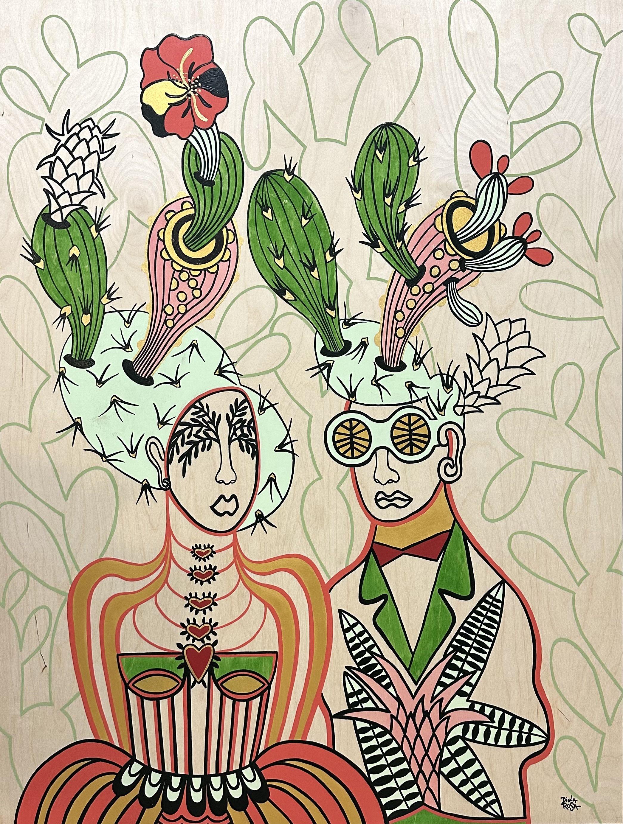 Noi fioriamo, Pittura, Acrilico su pannello di Wood - Painting di Diana Rosa
