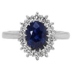 Princess Diana Royal Blue Sapphire Ring – 2.10ct Untreated Blue Sapphire