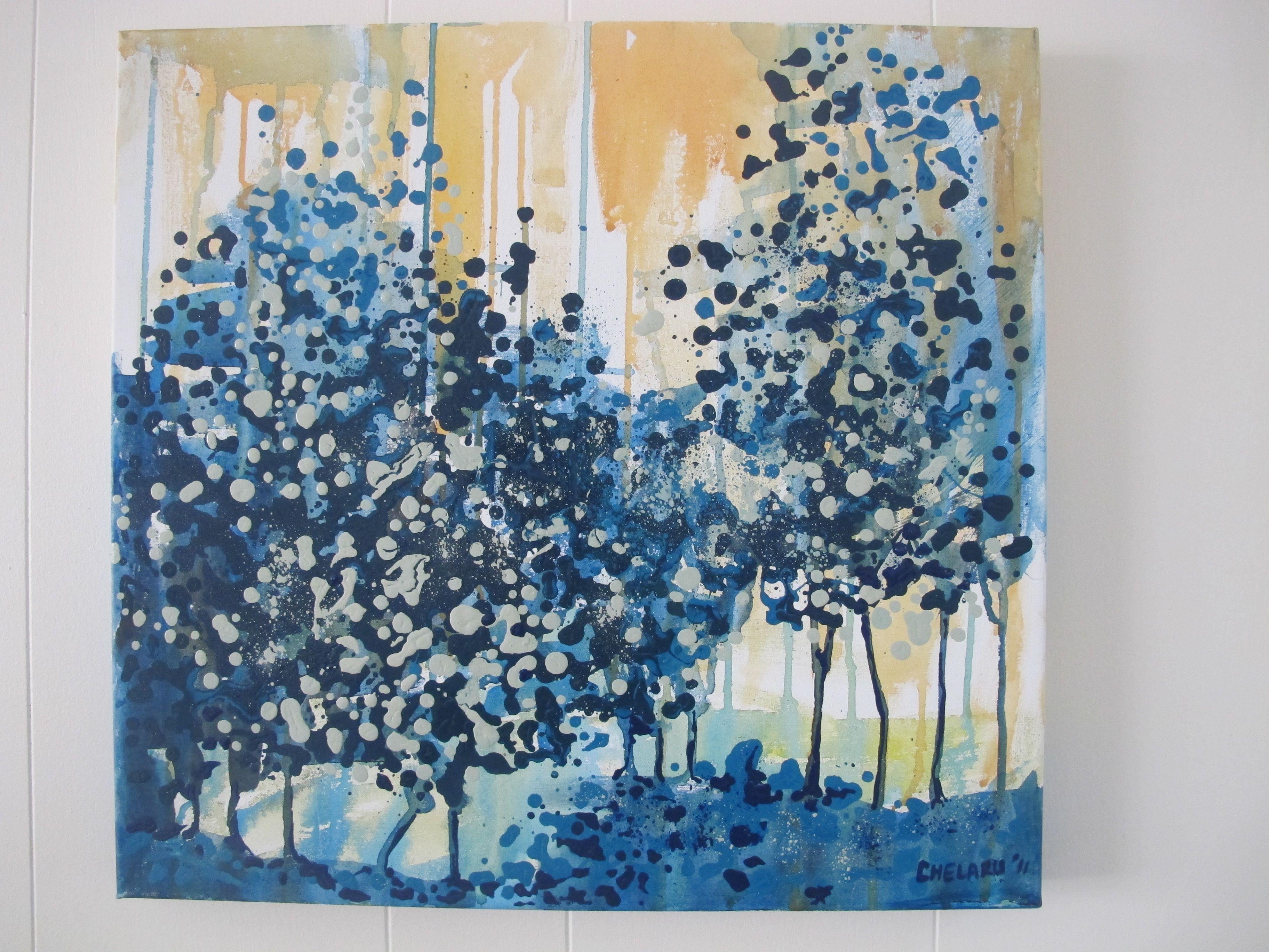 Mañana fría, Técnica mixta sobre lienzo - Mixed Media Art Abstracto de Diana Shade