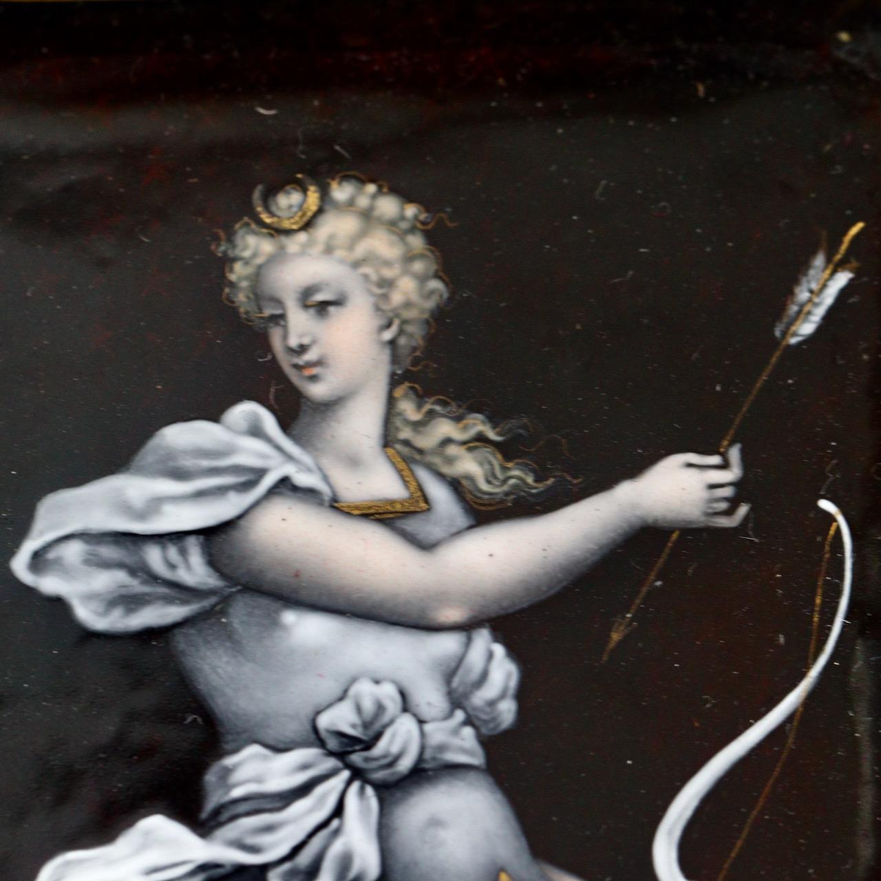 Diana the Huntress, 19th Century French Enamel Tazza 1