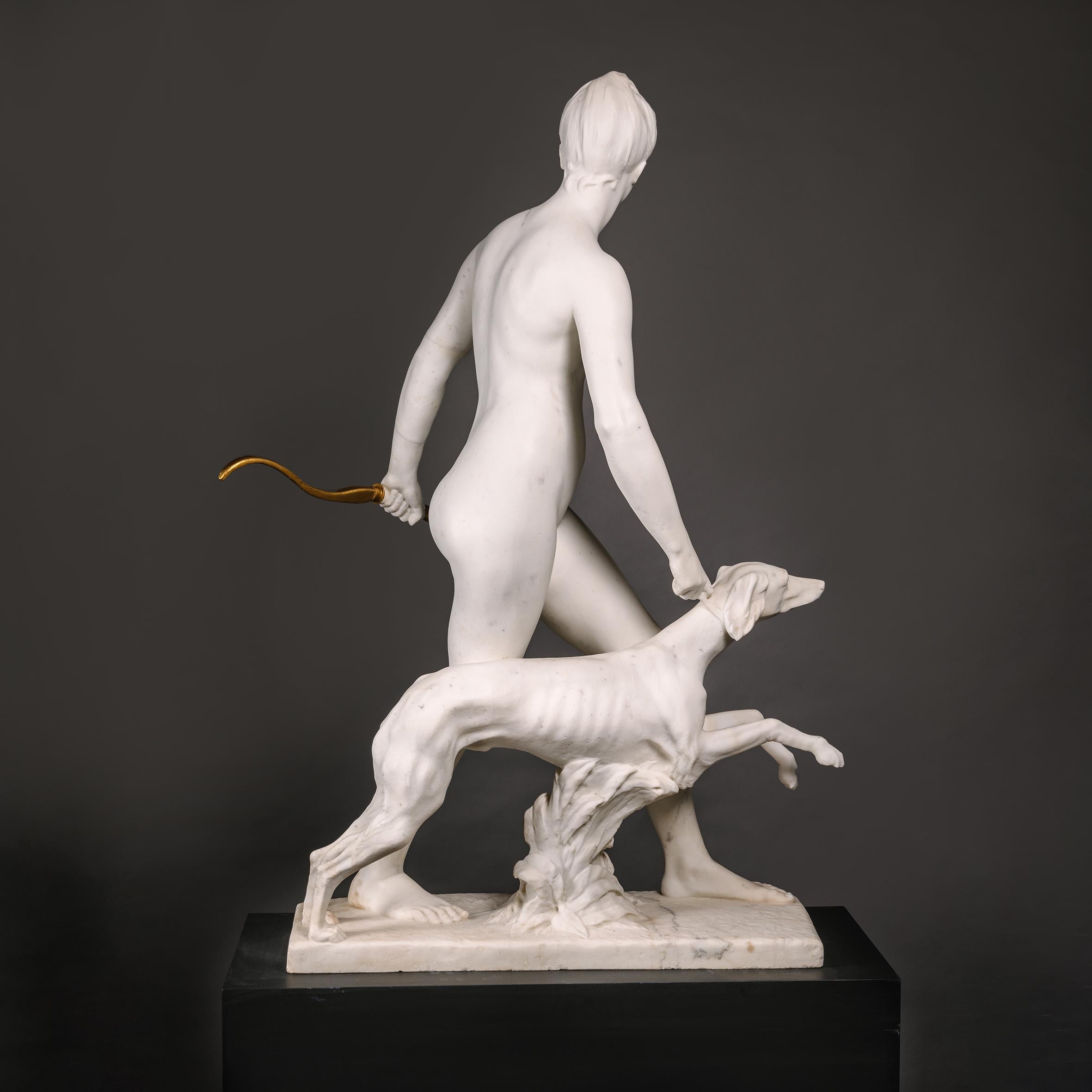 ‘Diana the Huntress’. A Near Lifesize Statuary Marble Group In Good Condition For Sale In Brighton, West Sussex