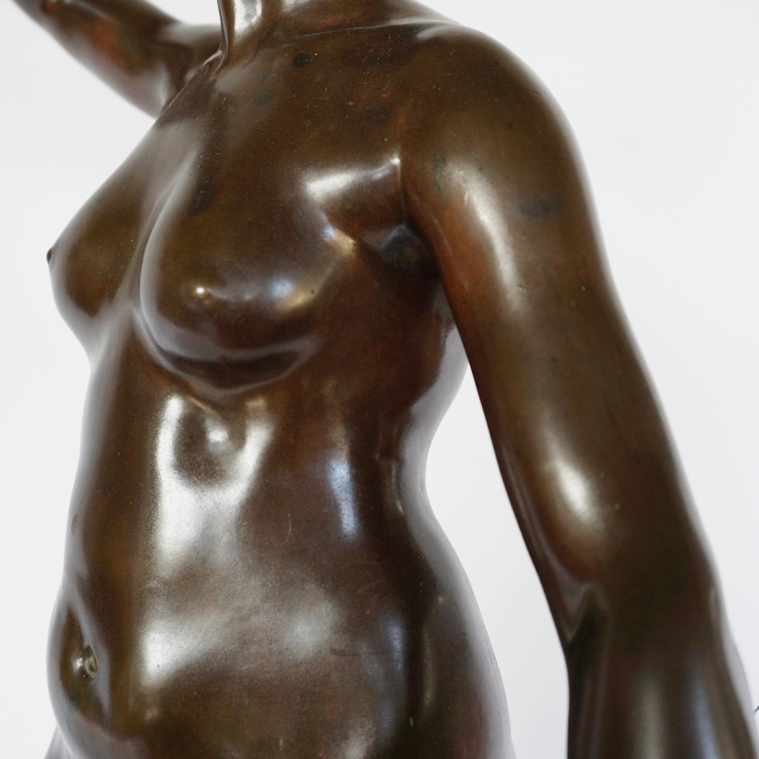 19th Century Diana the Huntress a Patinated Bronze Art Nouveau Sculpture by Jean Falguière