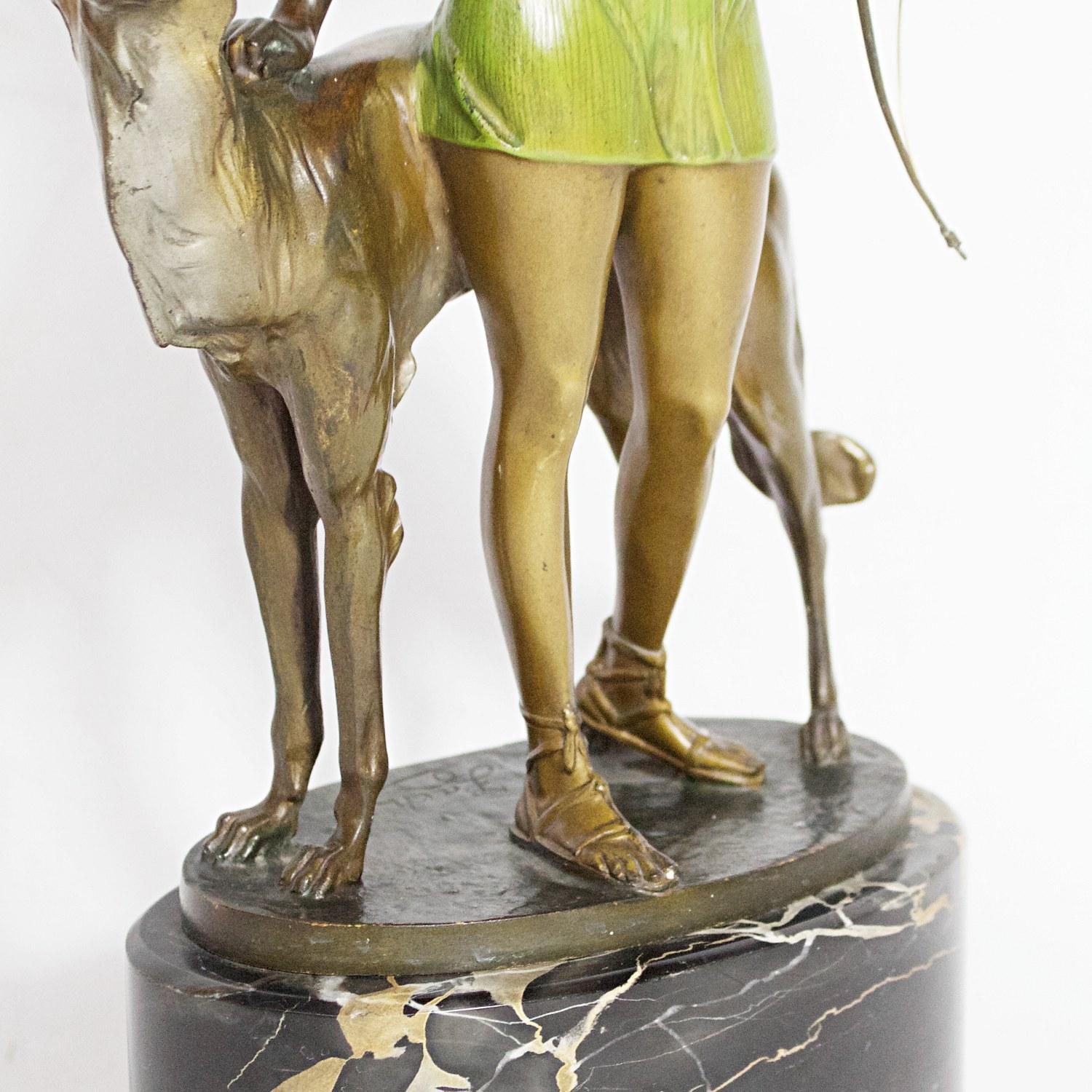Austrian 'Diana the Huntress' an Art Deco Bronze Sculpture by Bruno Zach, circa 1925