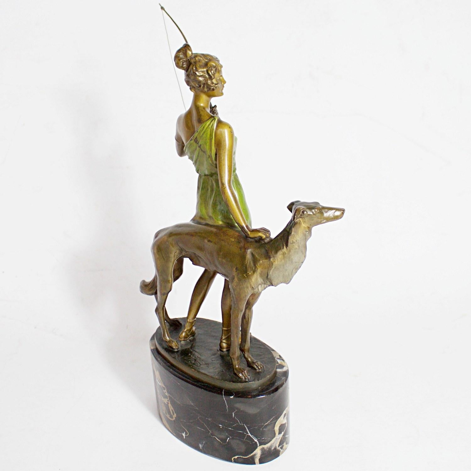 'Diana the Huntress' an Art Deco Bronze Sculpture by Bruno Zach, circa 1925 2