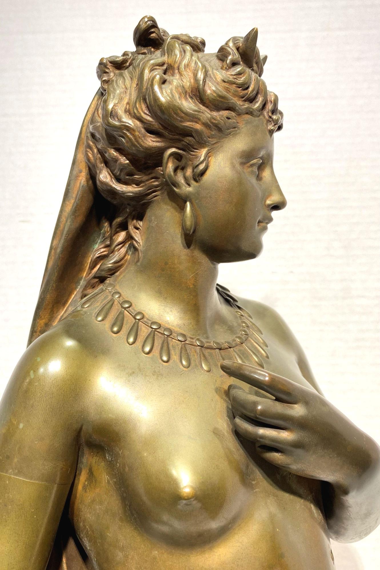 XIXe siècle Diane chasseresse Sculpture en bronze d'après Jean Louis Grégoire
