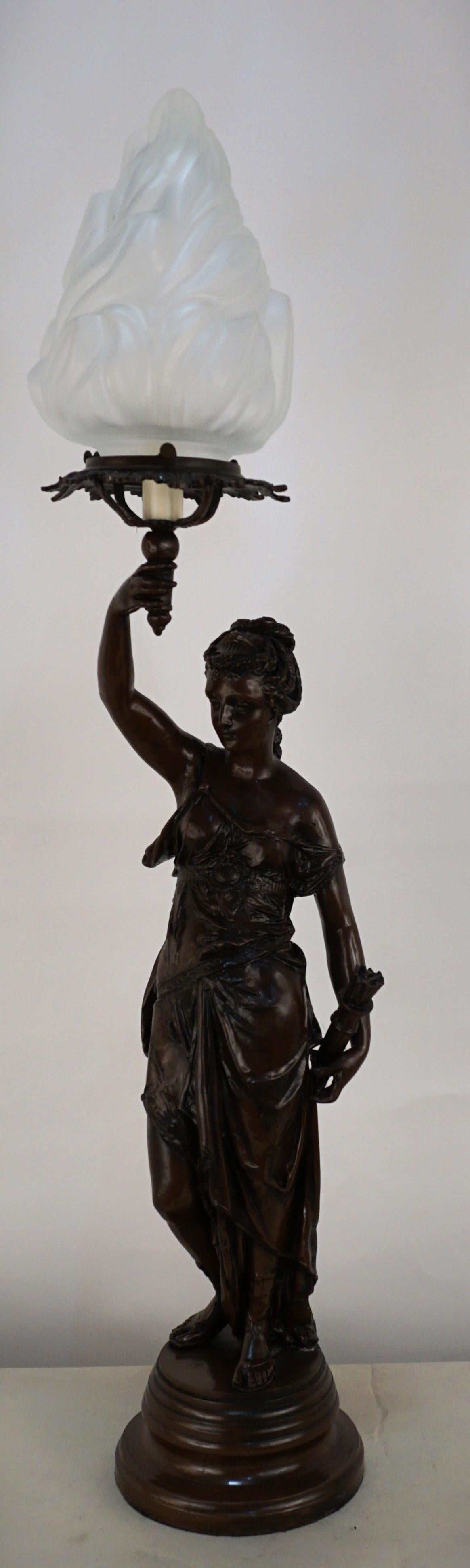Diana the Huntress Bronze Statue Holding Torchlight Table Lamp 5