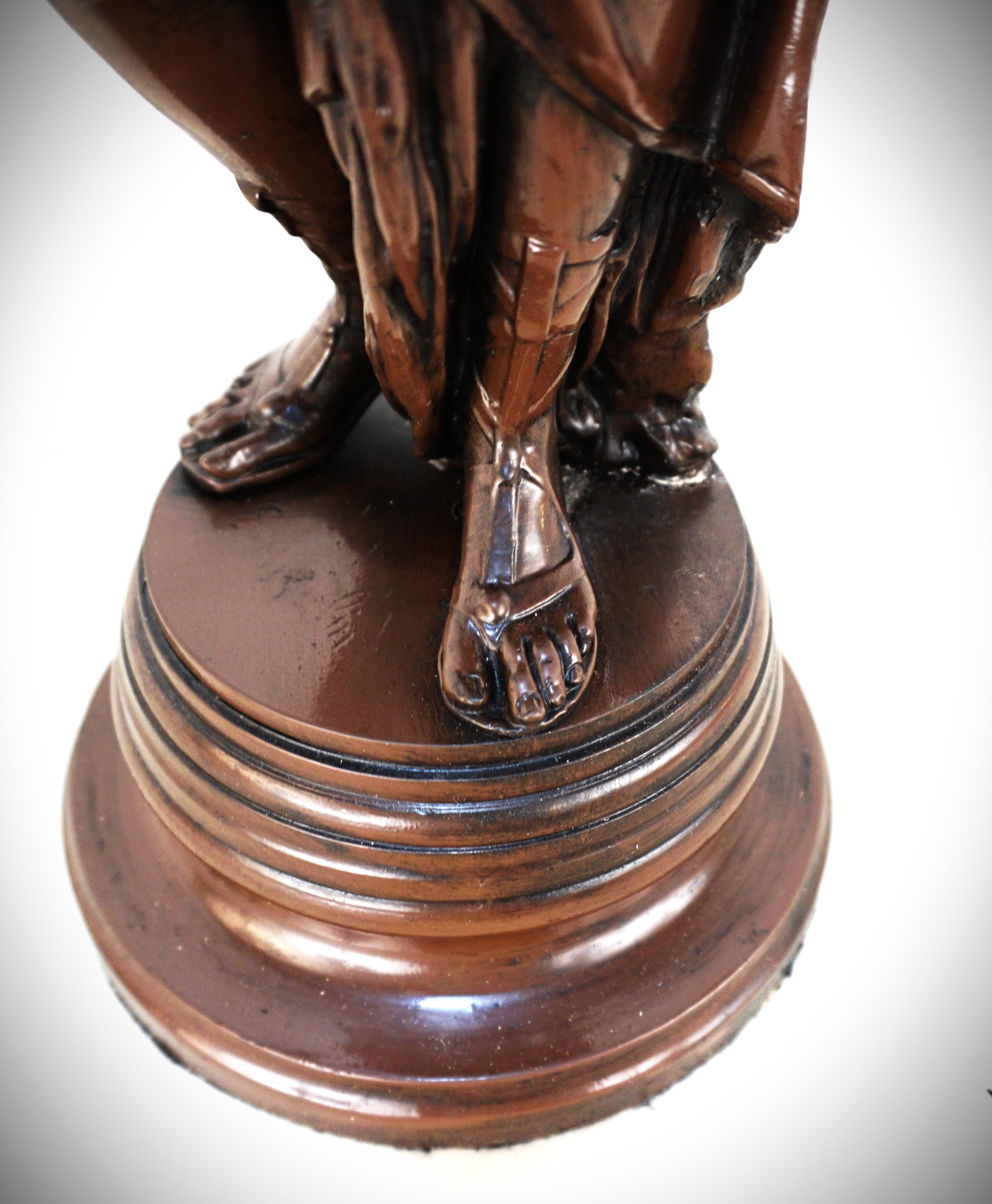 Cold-Painted Diana the Huntress Bronze Statue Holding Torchlight Table Lamp