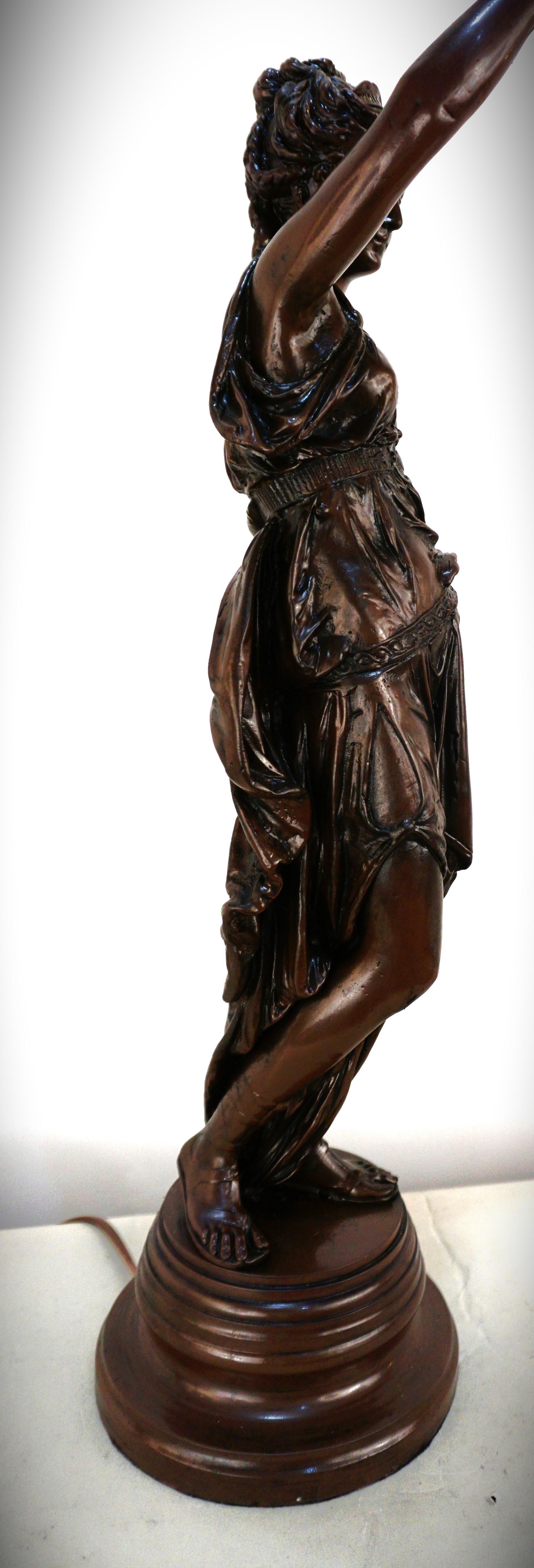 Diana the Huntress Bronze Statue Holding Torchlight Table Lamp 1