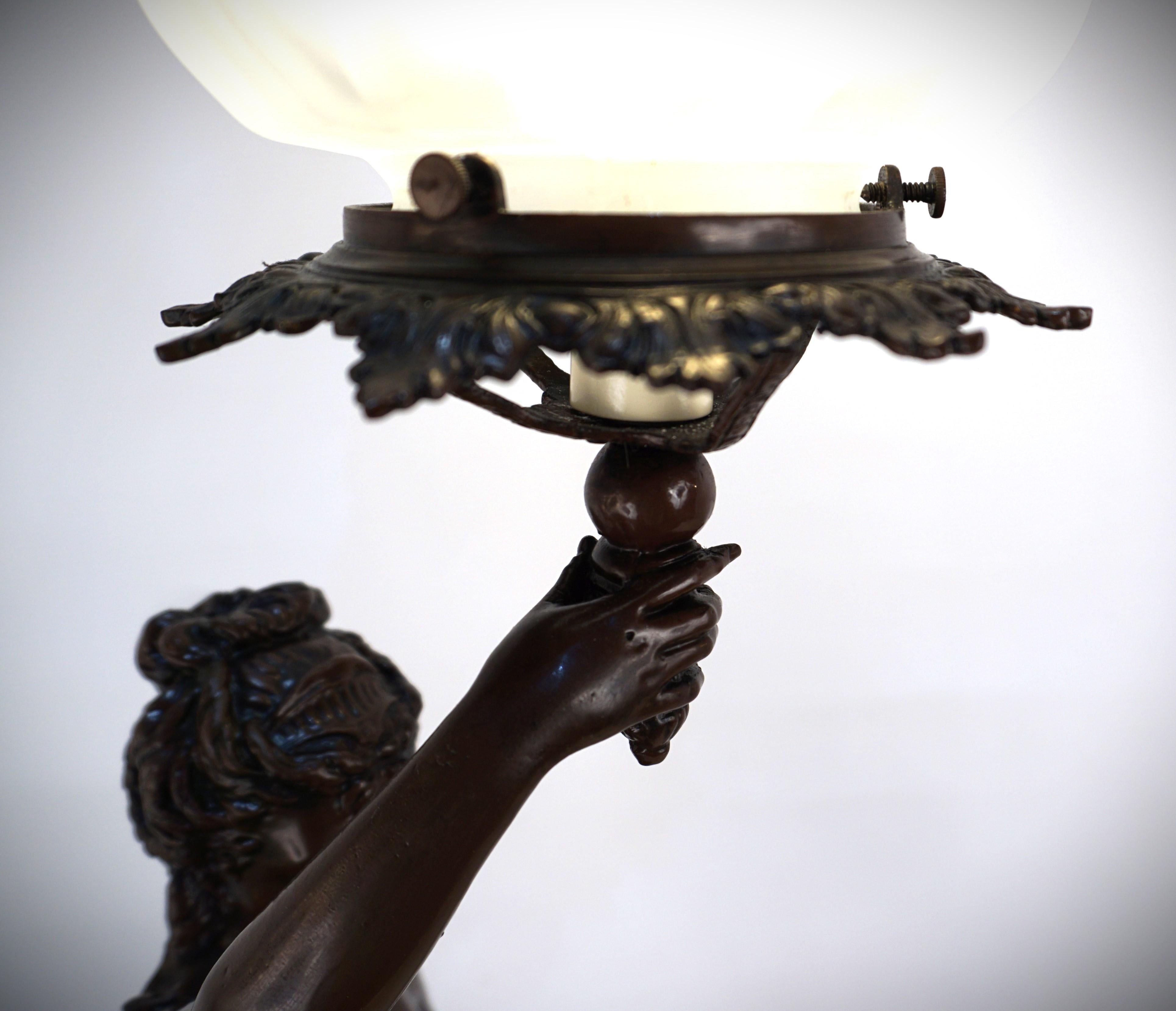 Diana the Huntress Bronze Statue Holding Torchlight Table Lamp 2
