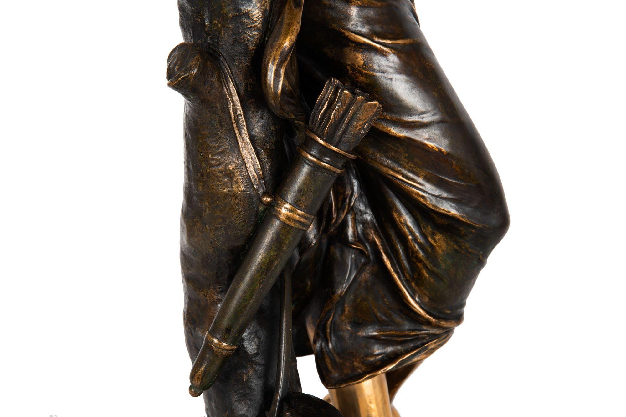 Diane, la chasseresse par Eugene Marioton, Sculpture en bronze antique français en vente 4