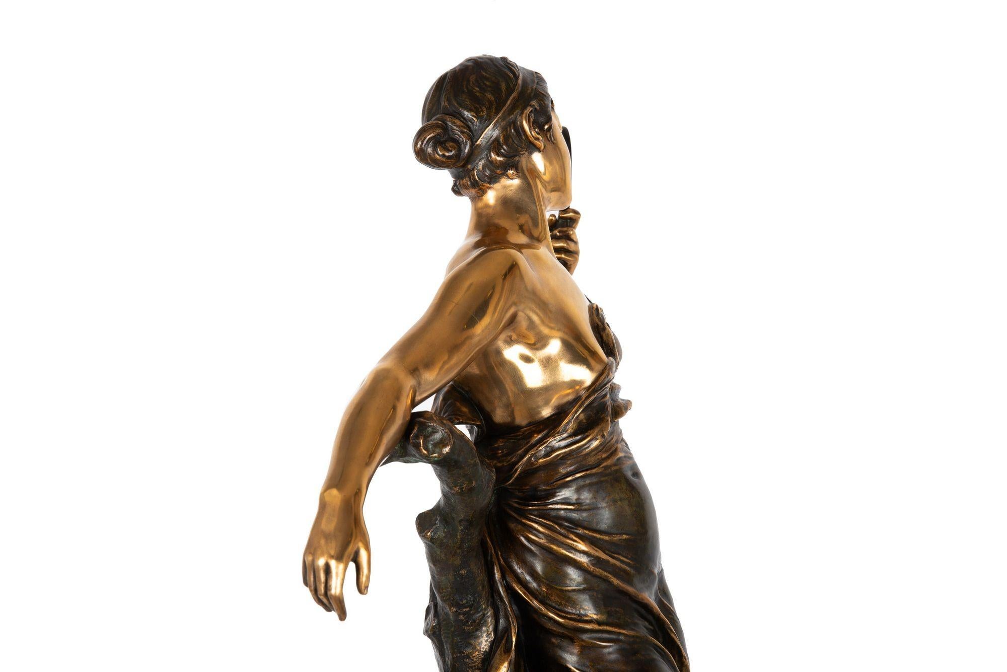 “Diana, the Huntress” by Eugene Marioton, French Antique Bronze Sculpture For Sale 10