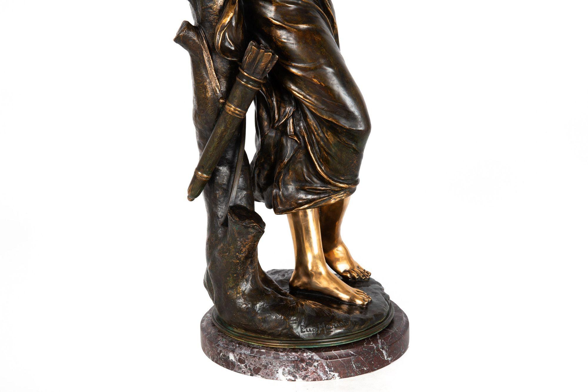 Diane, la chasseresse par Eugene Marioton, Sculpture en bronze antique français en vente 12