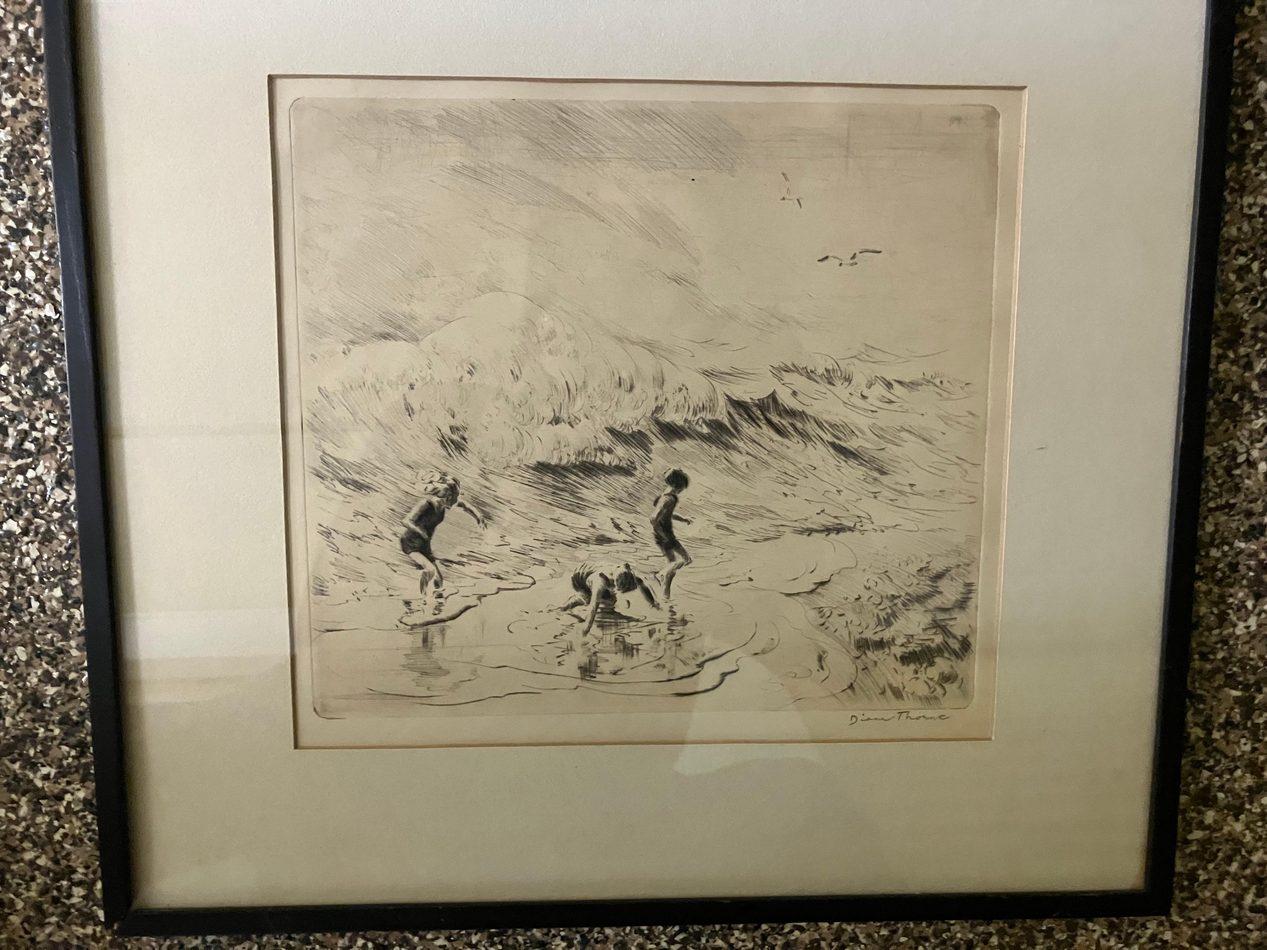 Diane Thorne Children at The Beach - Print by Diana Thorne