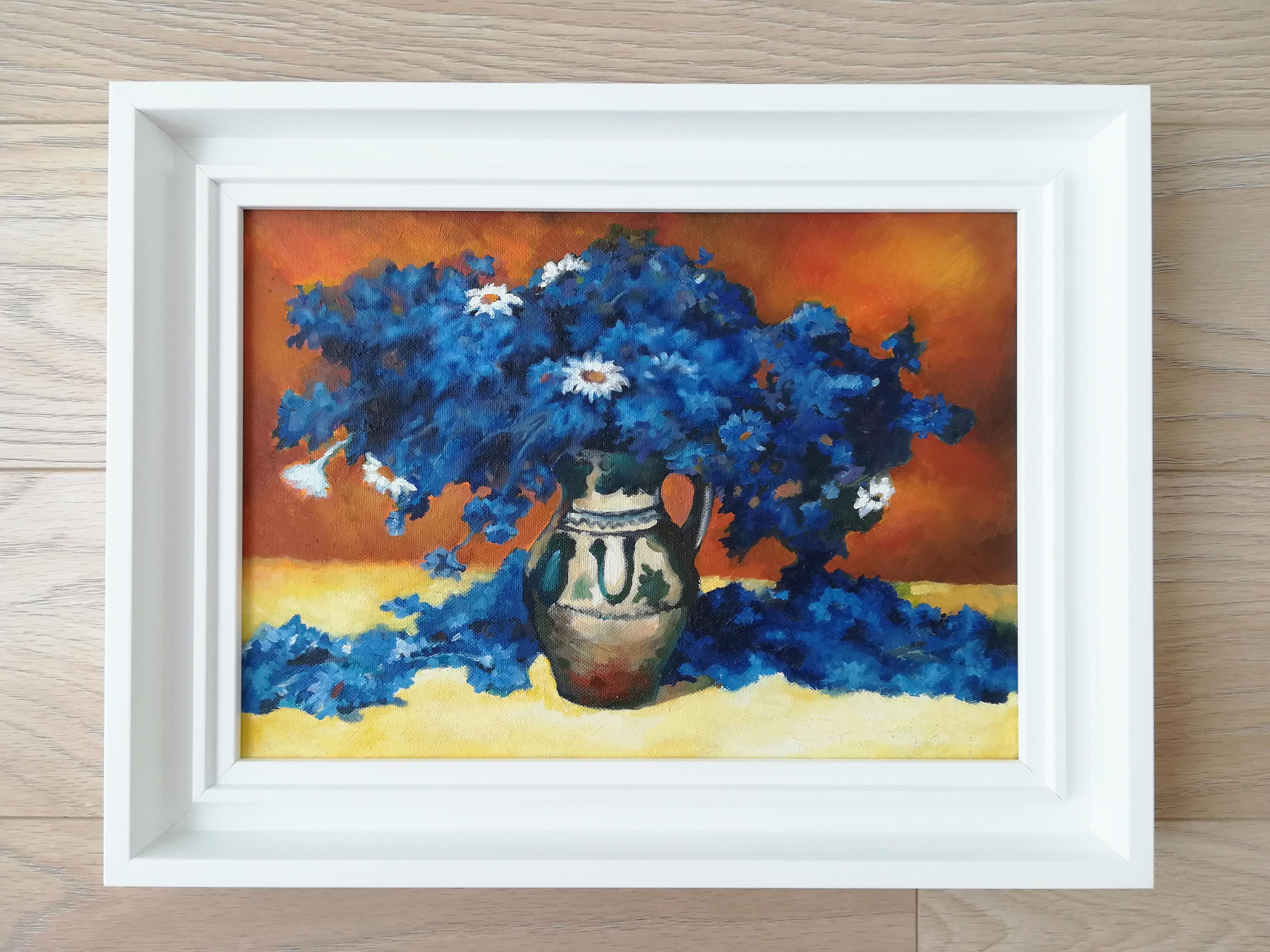 French Contemporary Art by Diana Torje - Blue Flowers For Sale 2