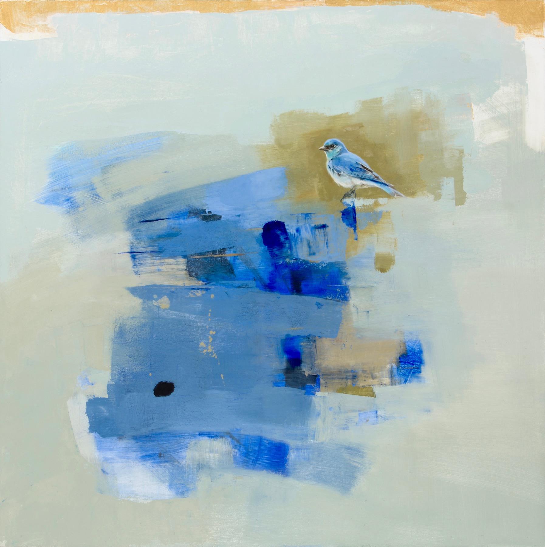 April / abstract blue bird - oil on canvas