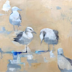 By the Shore No. 2- oil on canvas birds, nature, abstract