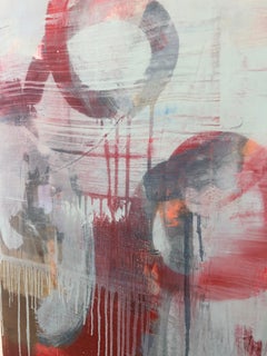 Scarlet Tanager / cardinal red bird abstract nature - oil on canvas