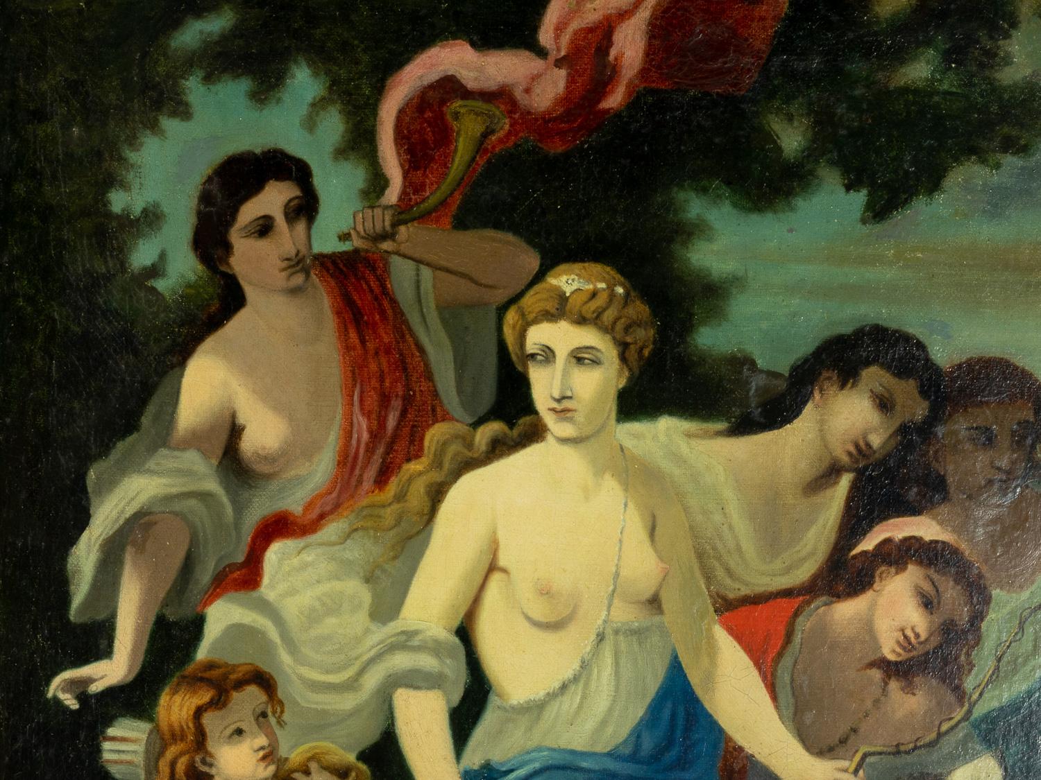 Diana Urania y Calíope Diosas Pintura Siglo XIX Aceitado en venta