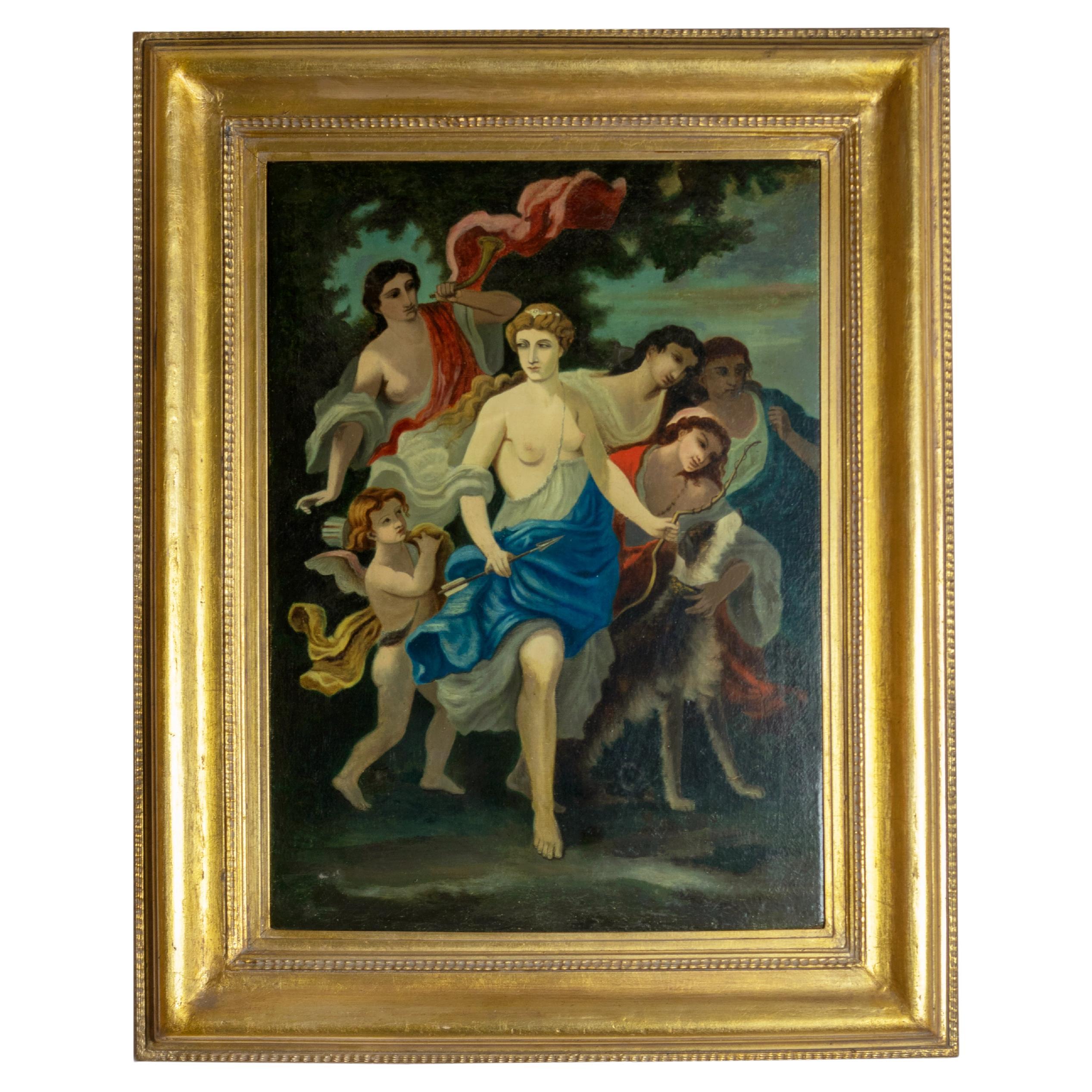 Diana Urania and Calliope Goddesses Painting 19th Century For Sale