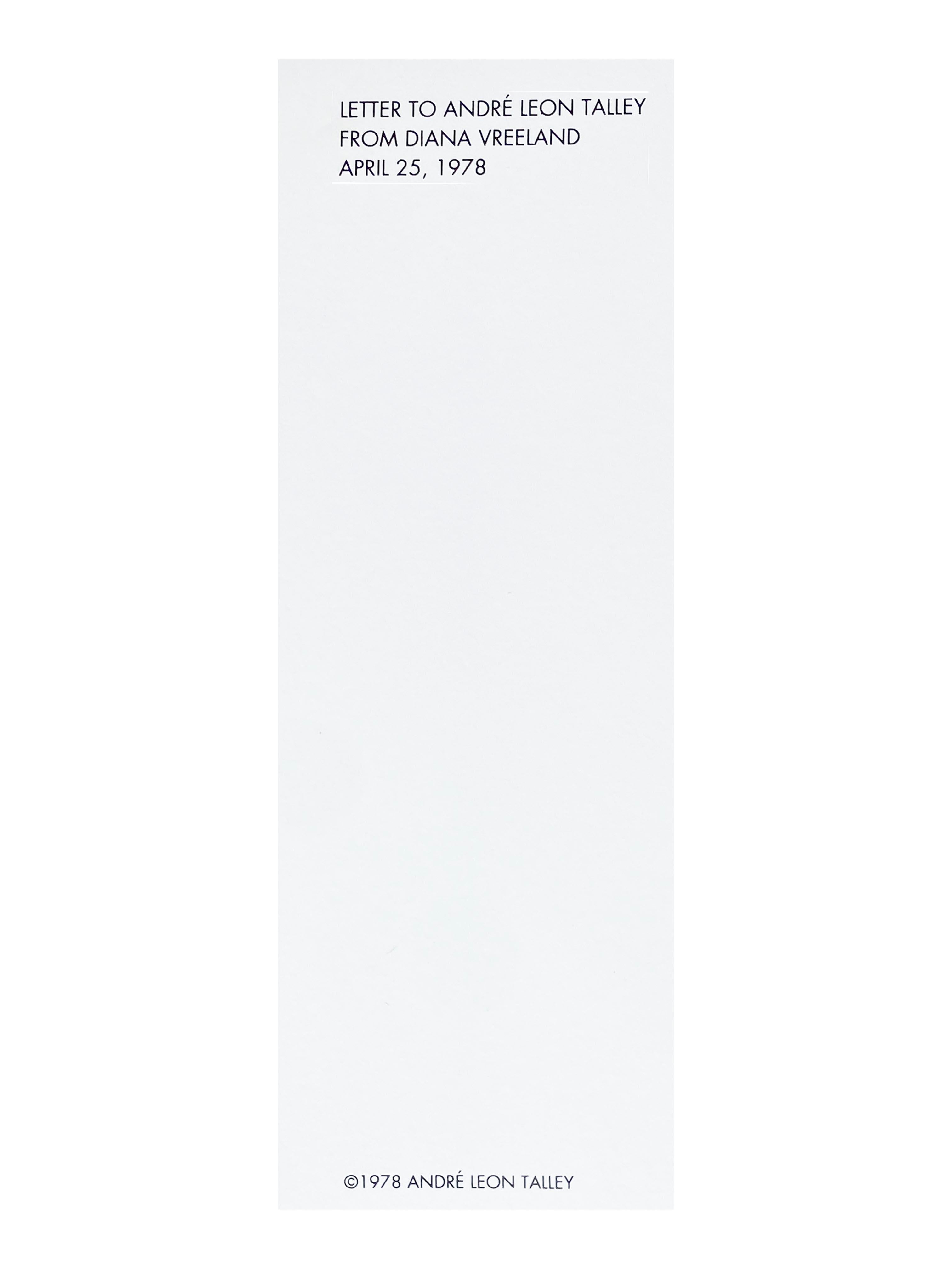 Lucite Diana Vreeland's Framed Letter to Andre Leon Talley For Sale