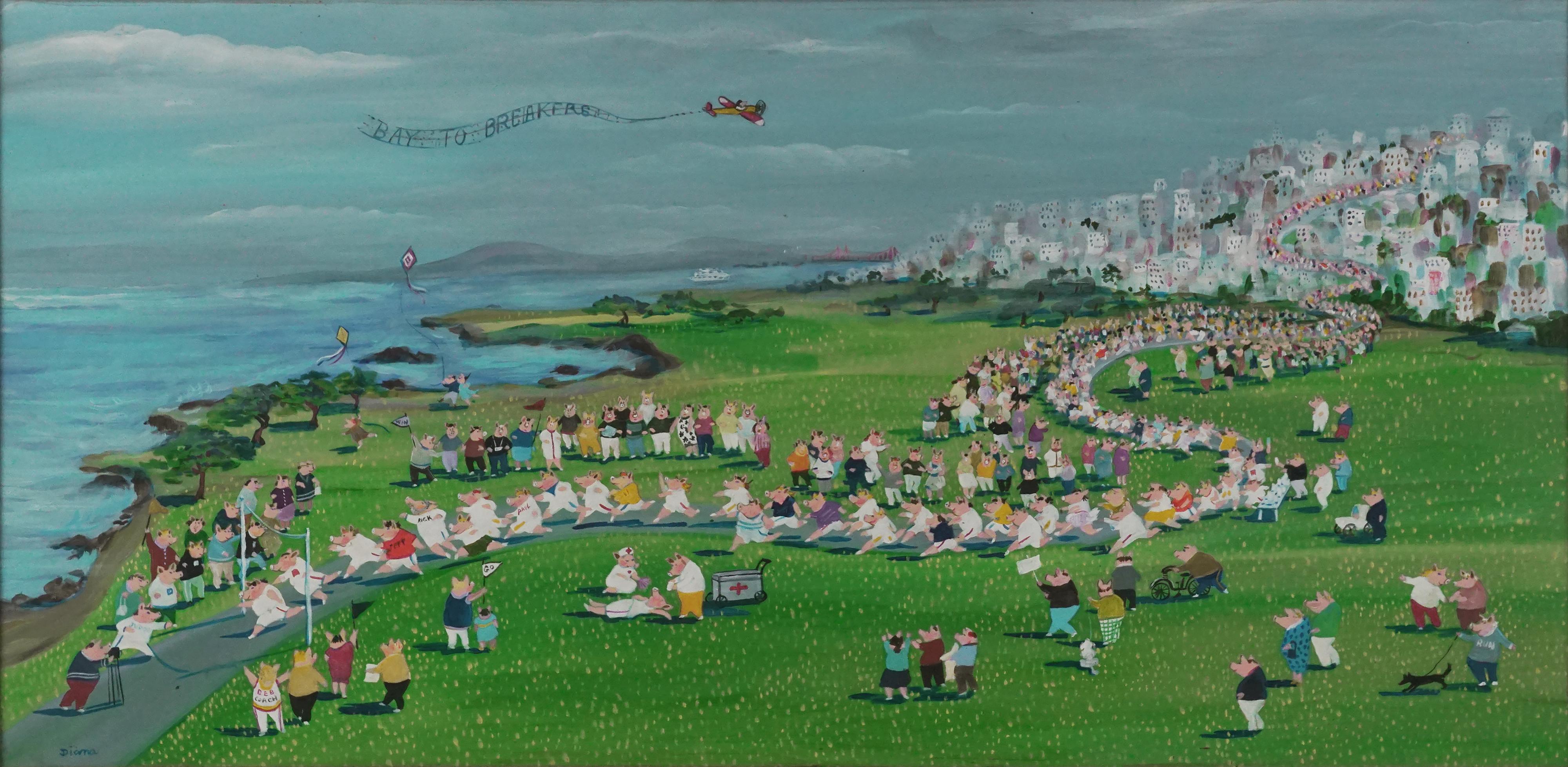 San Francisco Bay to Breakers  - Painting by Diana Willson