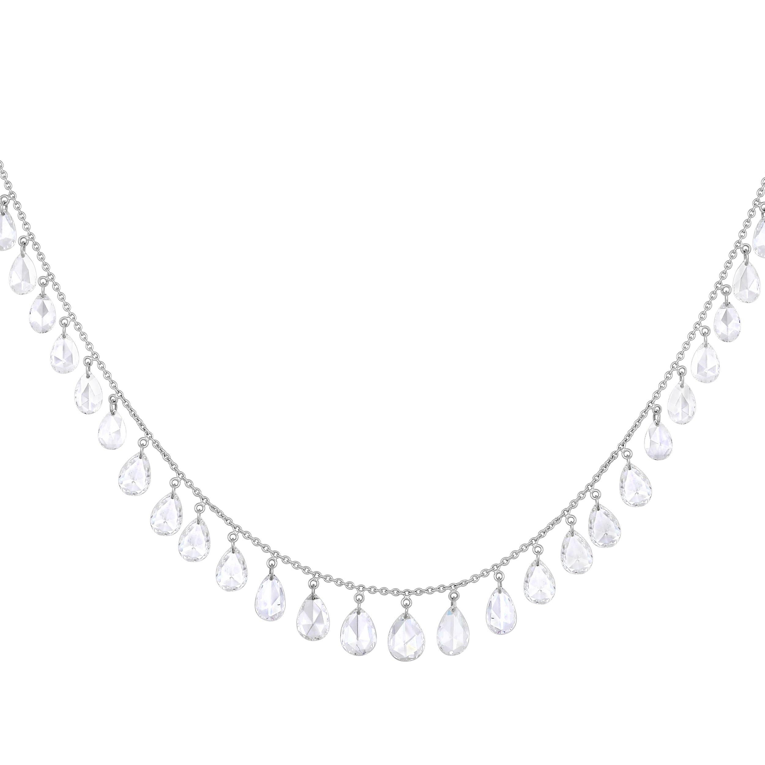 Diana's Cut Diamond Rose Necklace In New Condition For Sale In Los Angeles, CA