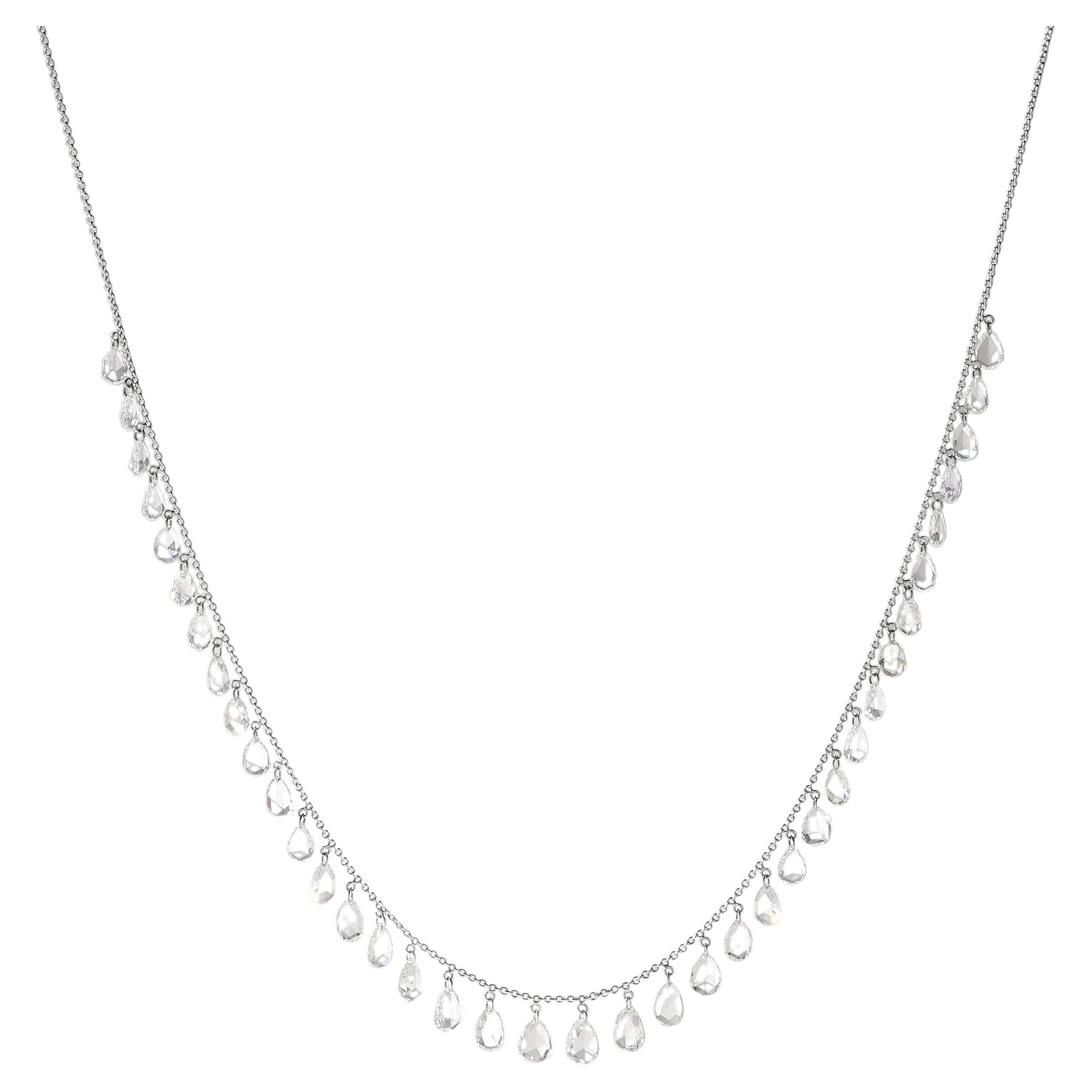 Diana's Cut Diamond Rose Necklace For Sale