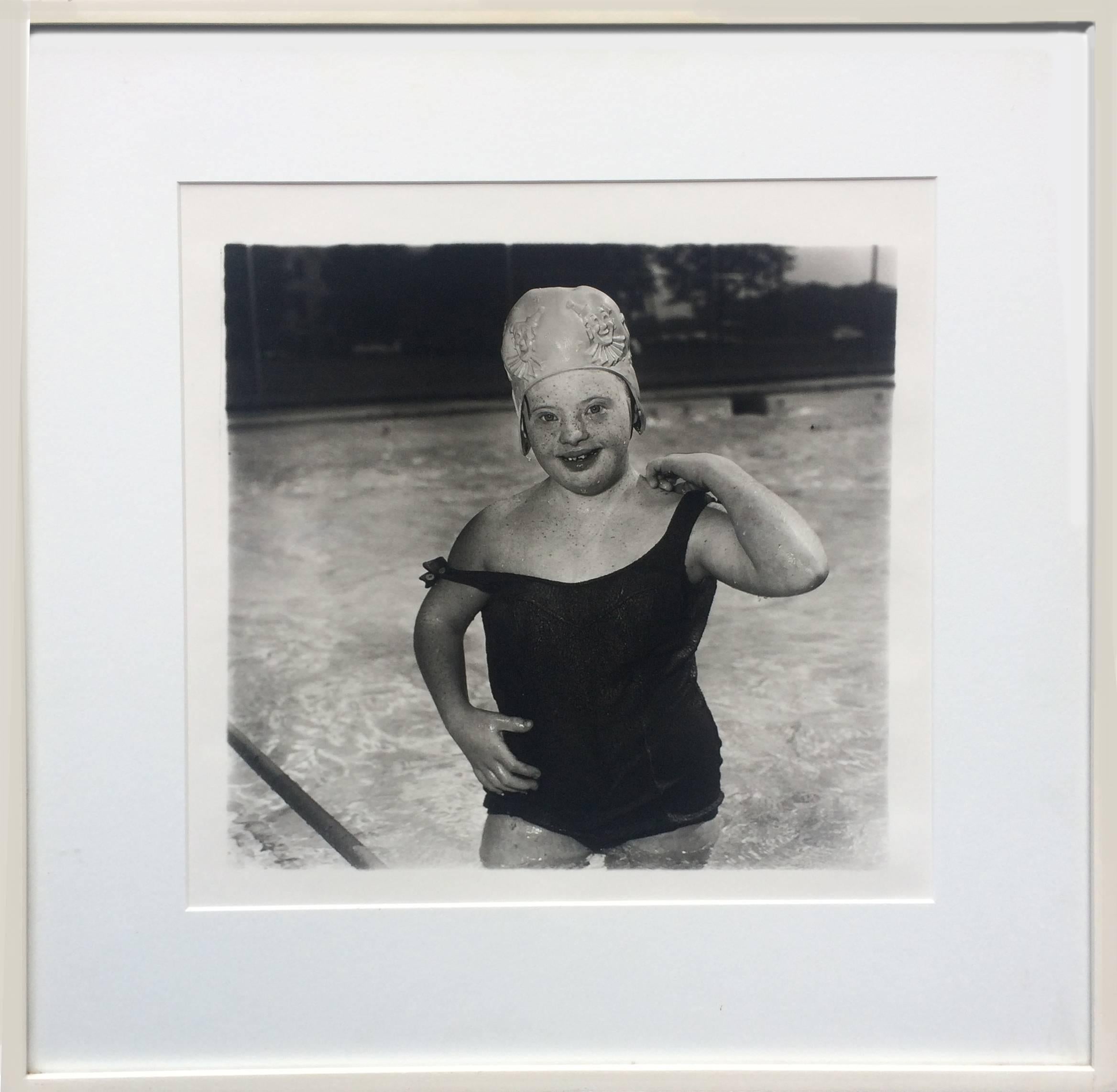 Diane Arbus Black and White Photograph - Girl in a Swimming Cap