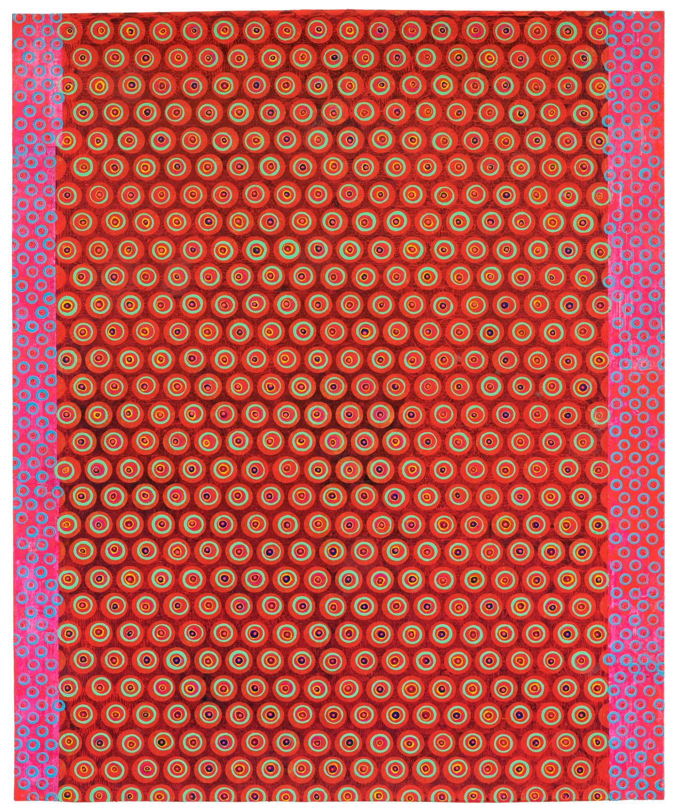 Diane Ayott
Rosie Rounds, 2020
mixed media on paper
30 x 22 in.
(ay100)

Diane Ayott's work is more about color and pattern than color and form, but the Boston-based artist is working her circles, dots and lines with structure and dimensionality.